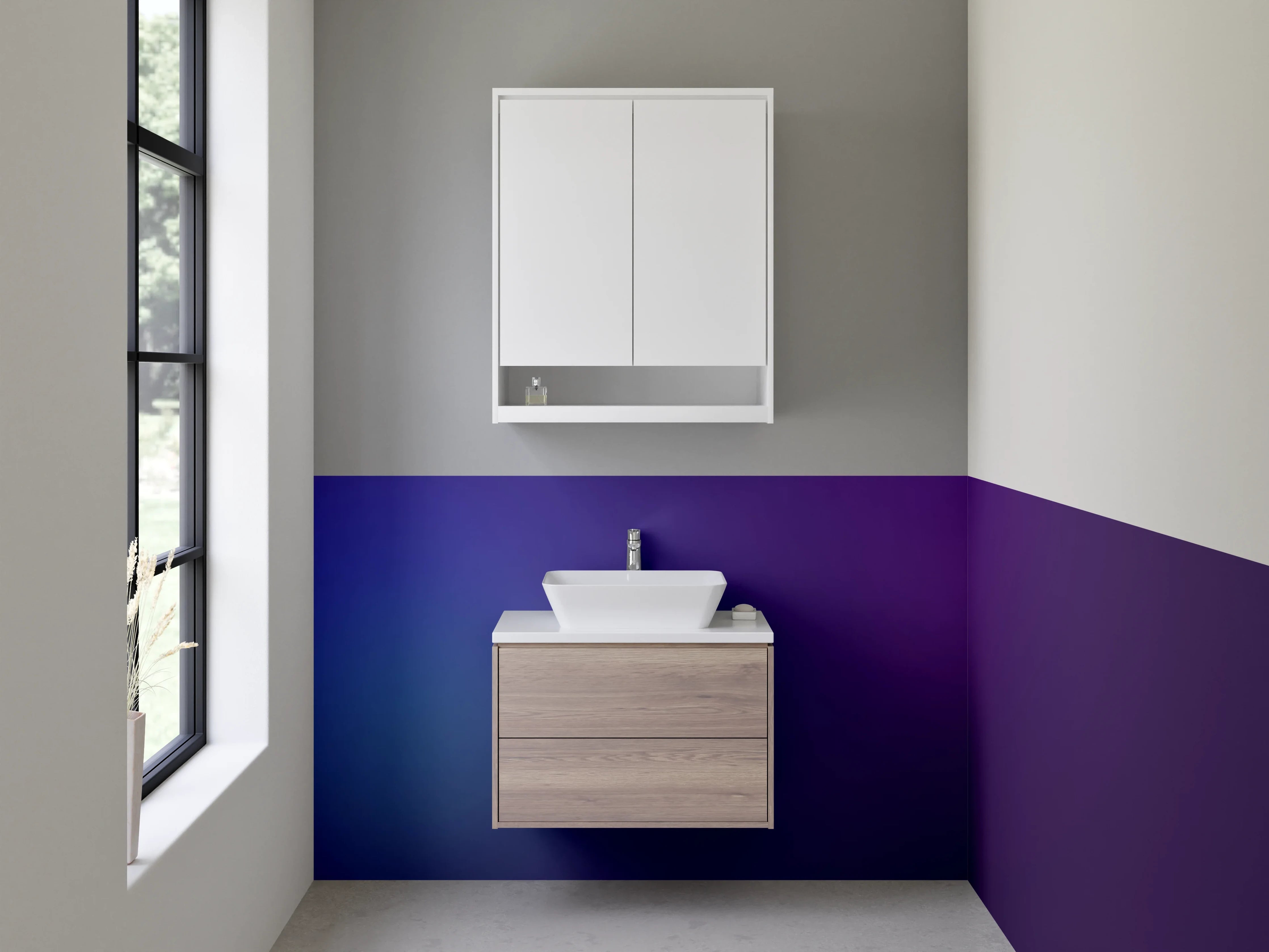Waschbecken-Rückwand - Blaue und violette Farbverläufe, modernes Design