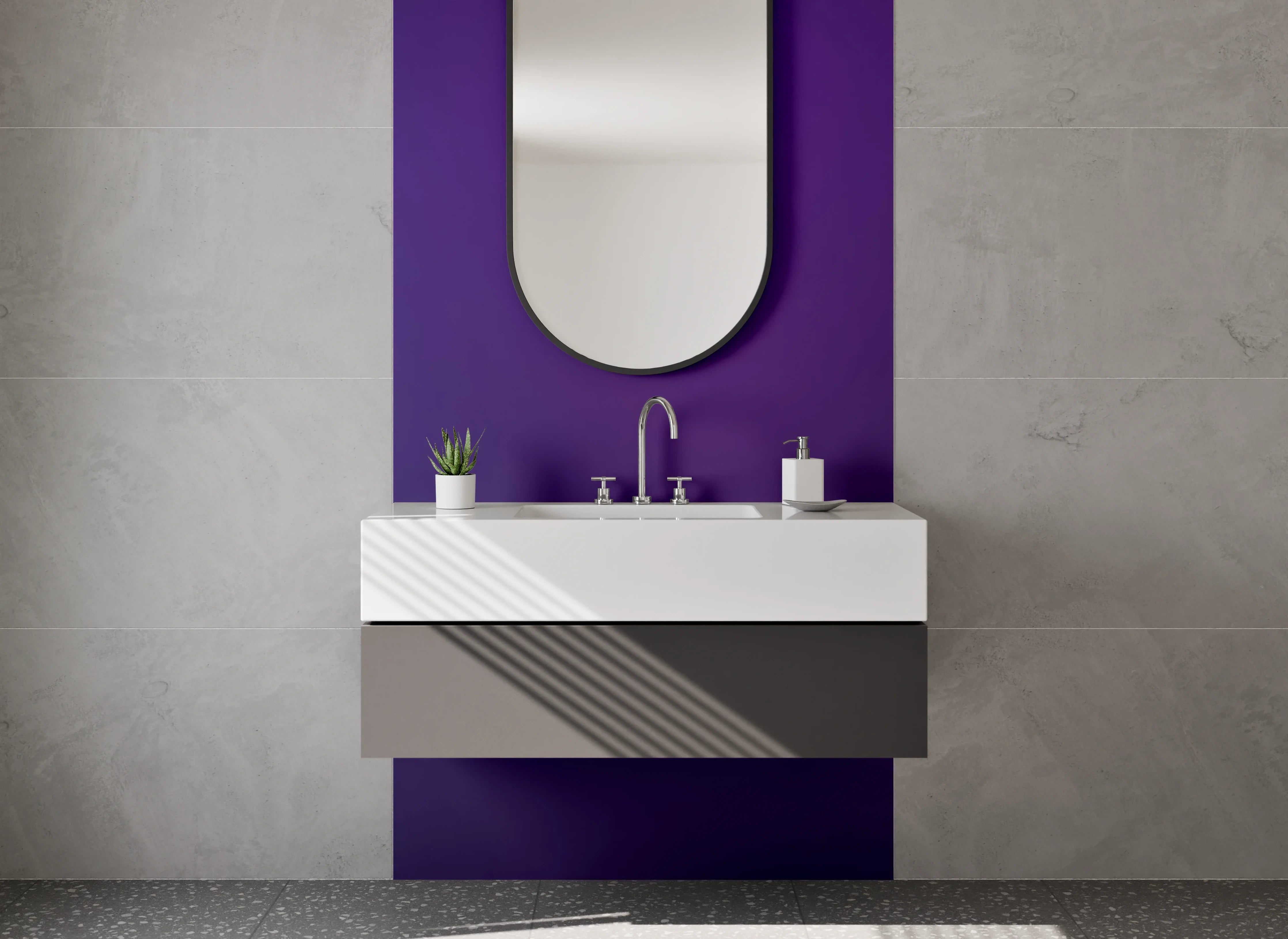 Waschbecken-Rückwand - Blaue und violette Farbverläufe, modernes Design