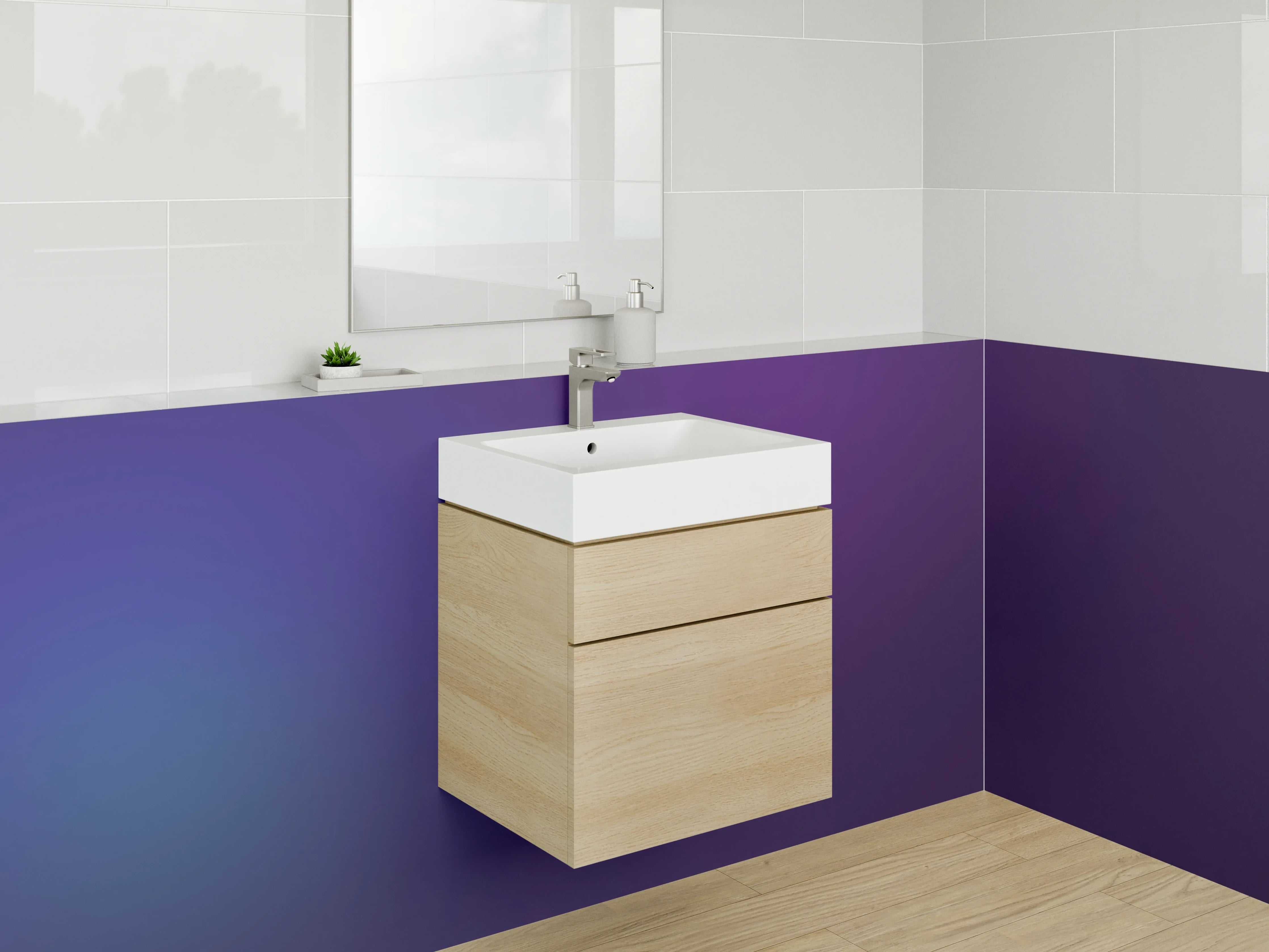 Waschbecken-Rückwand - Blaue und violette Farbverläufe, modernes Design