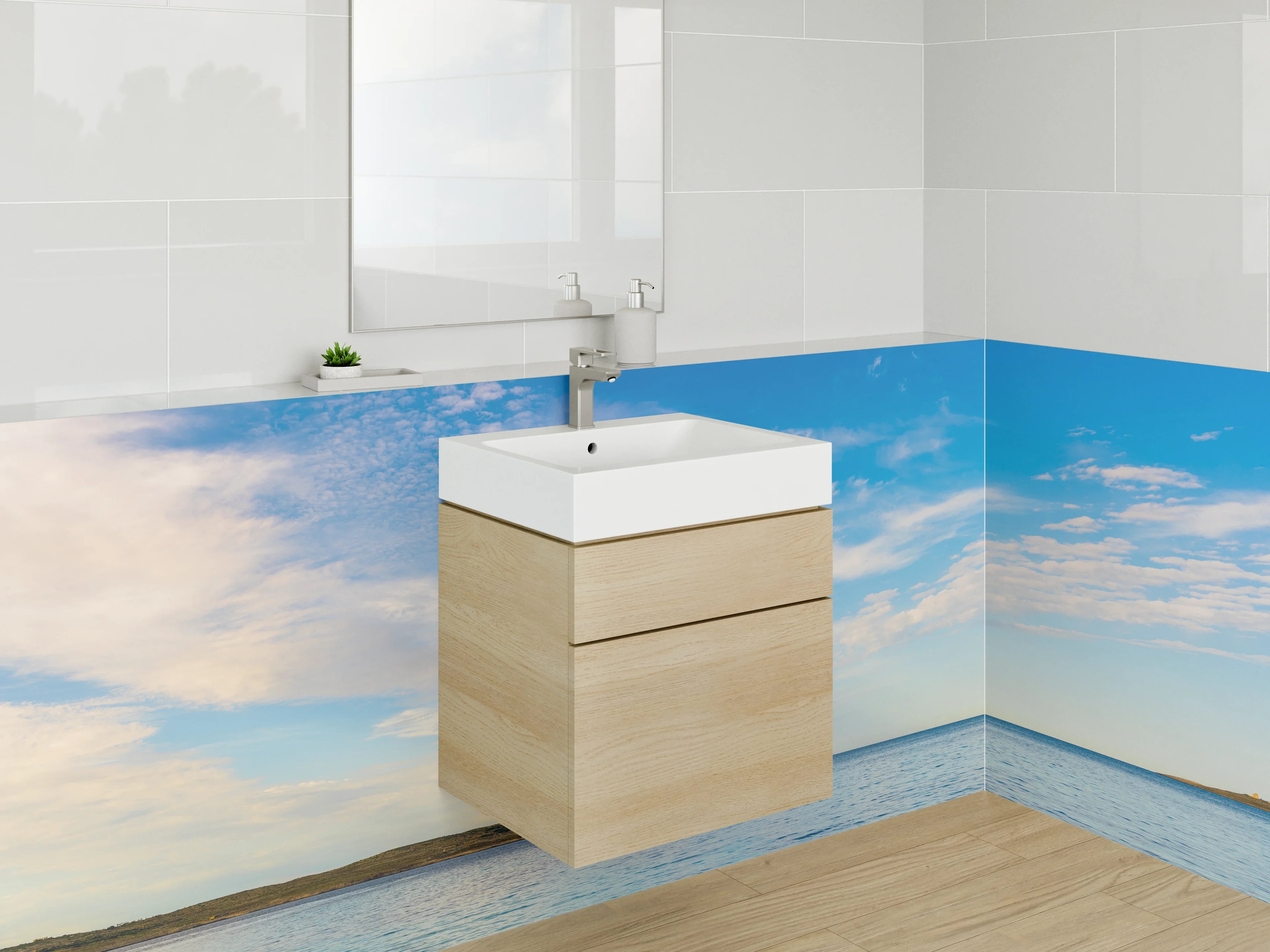 Waschbecken-Rückwand - Blauer Himmel über ruhigem Meer