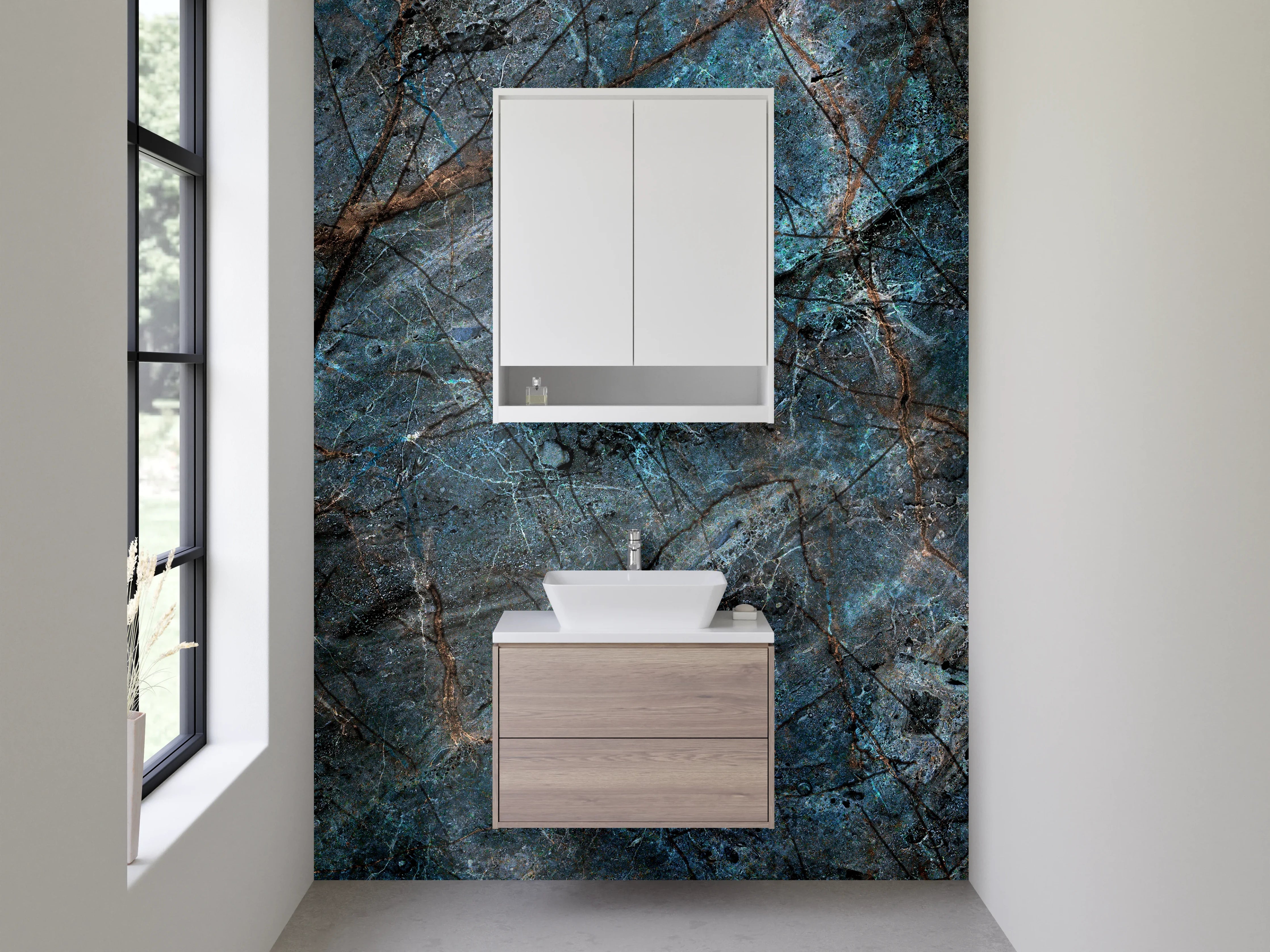 Waschbecken-Rückwand - Blauer Labradorit Marmorstruktur