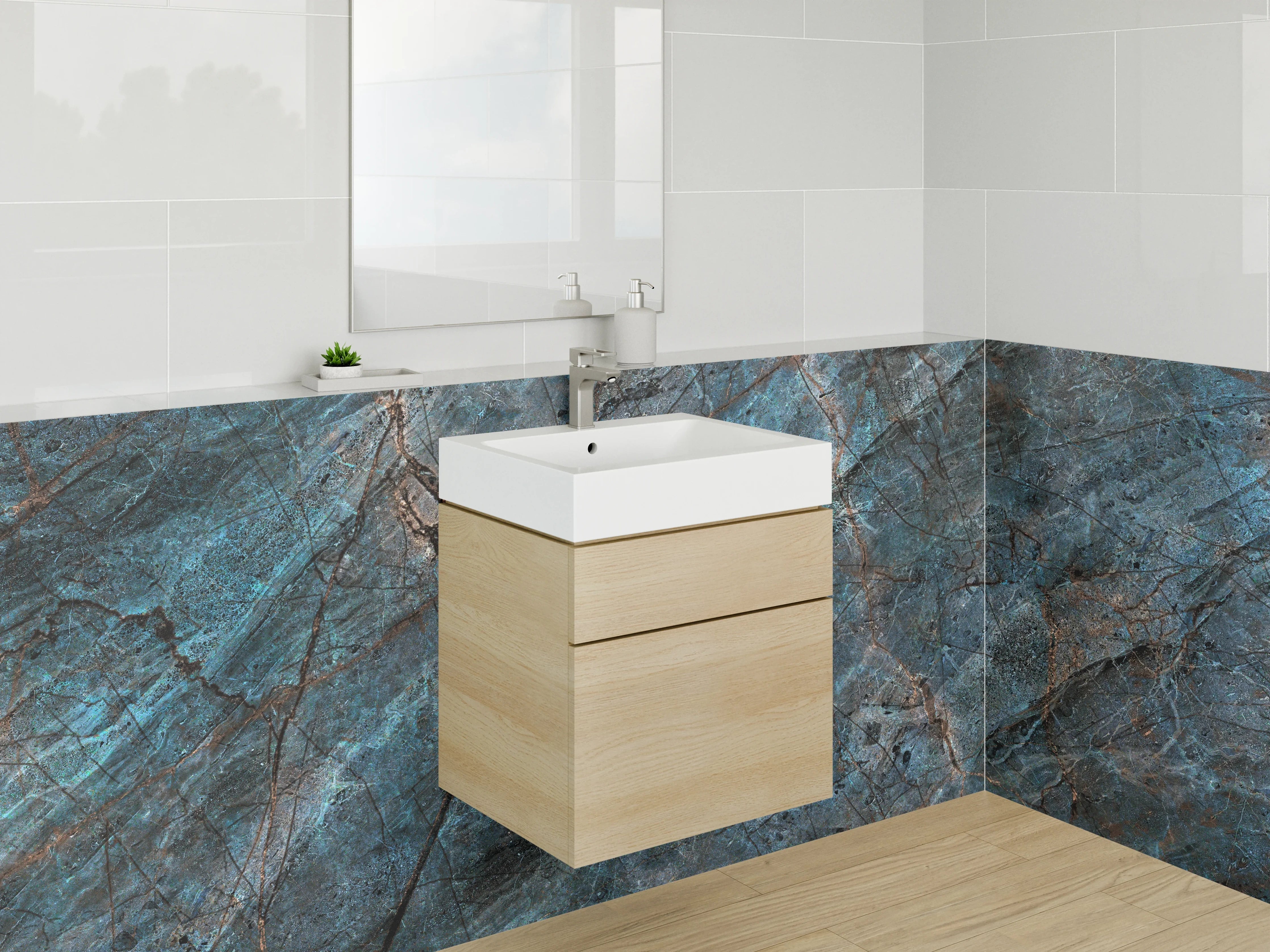 Waschbecken-Rückwand - Blauer Labradorit Marmorstruktur