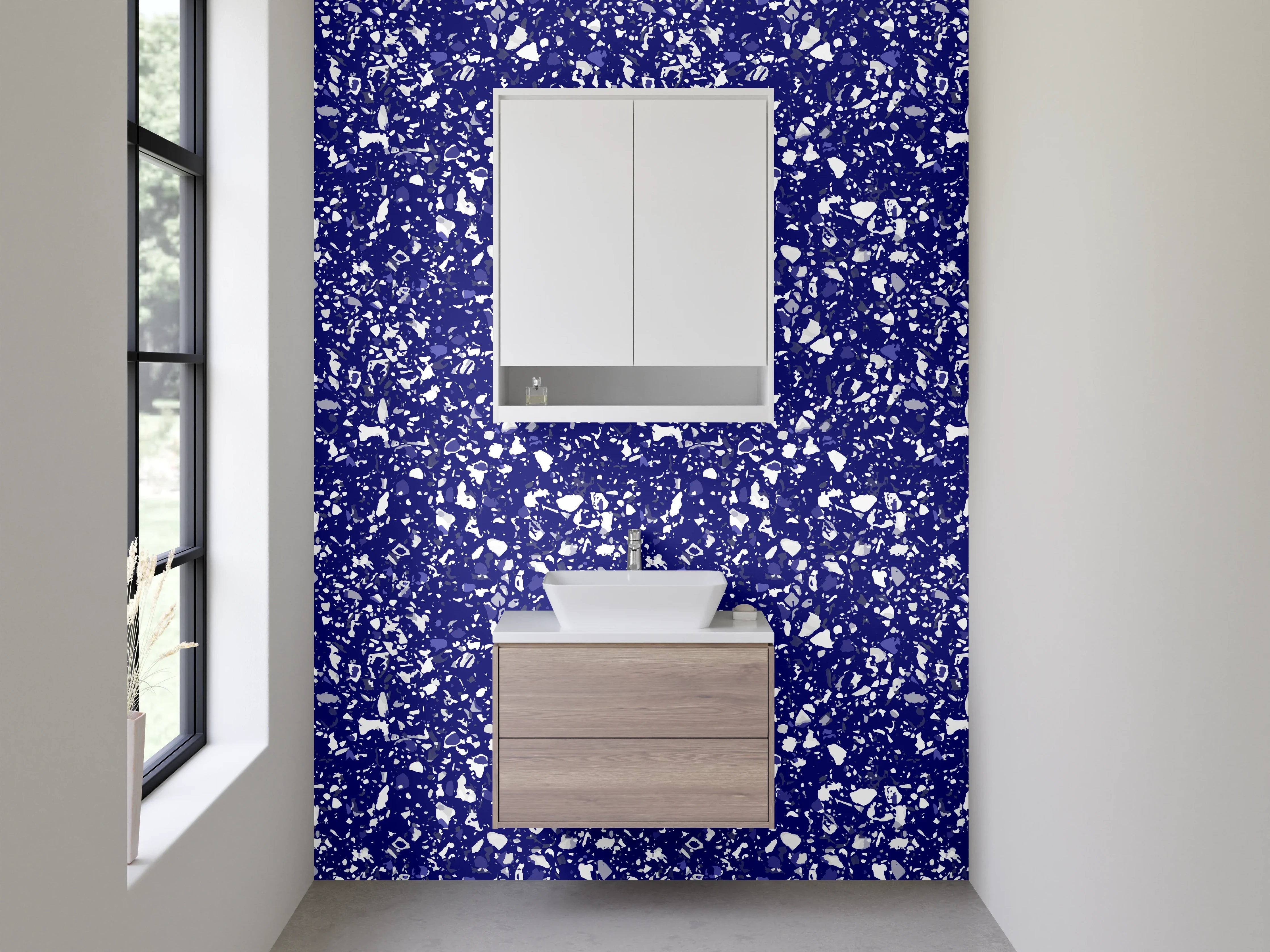 Waschbecken-Rückwand - Blaues abstraktes Muster Wanddesign