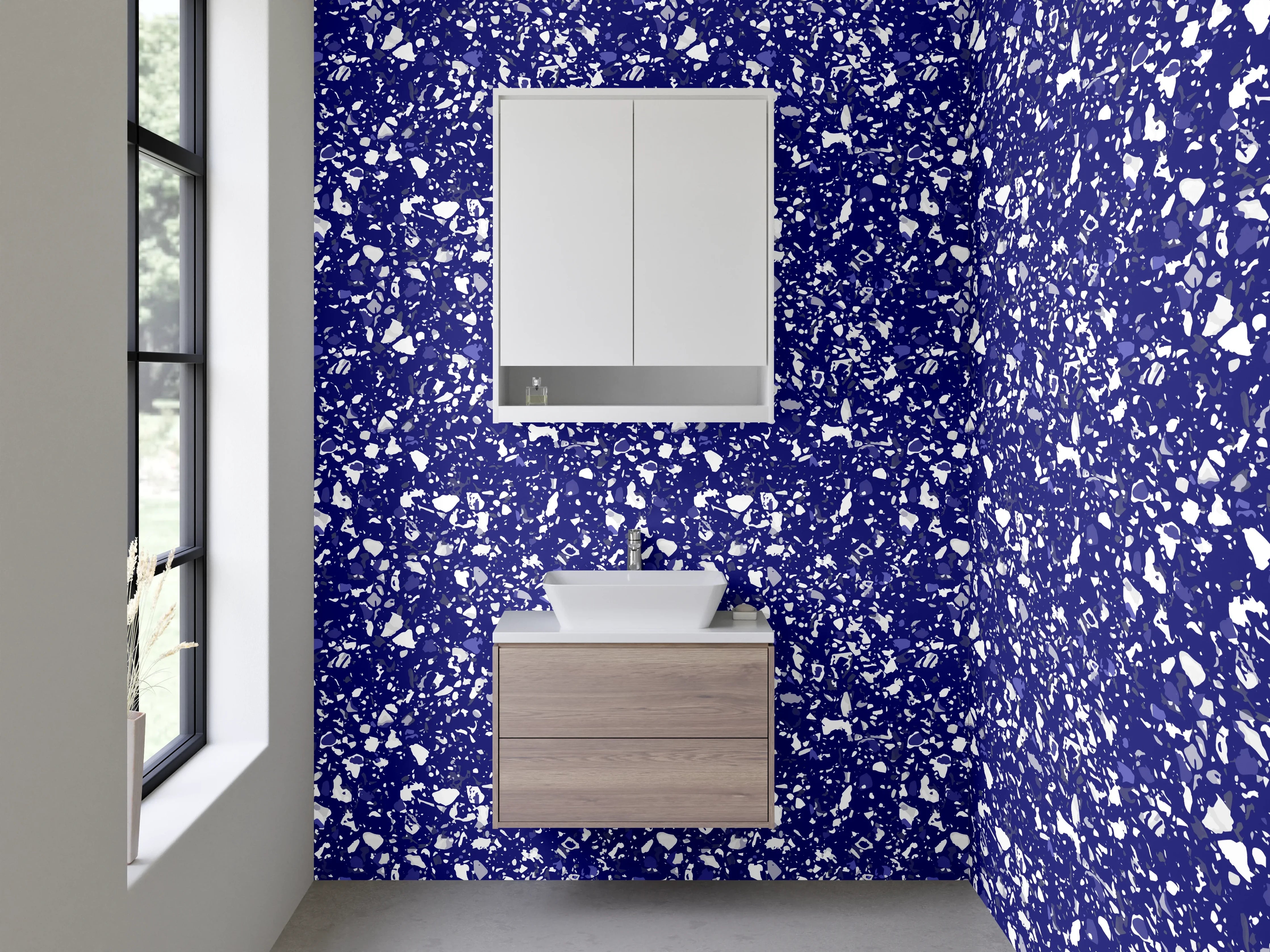 Waschbecken-Rückwand - Blaues abstraktes Muster Wanddesign