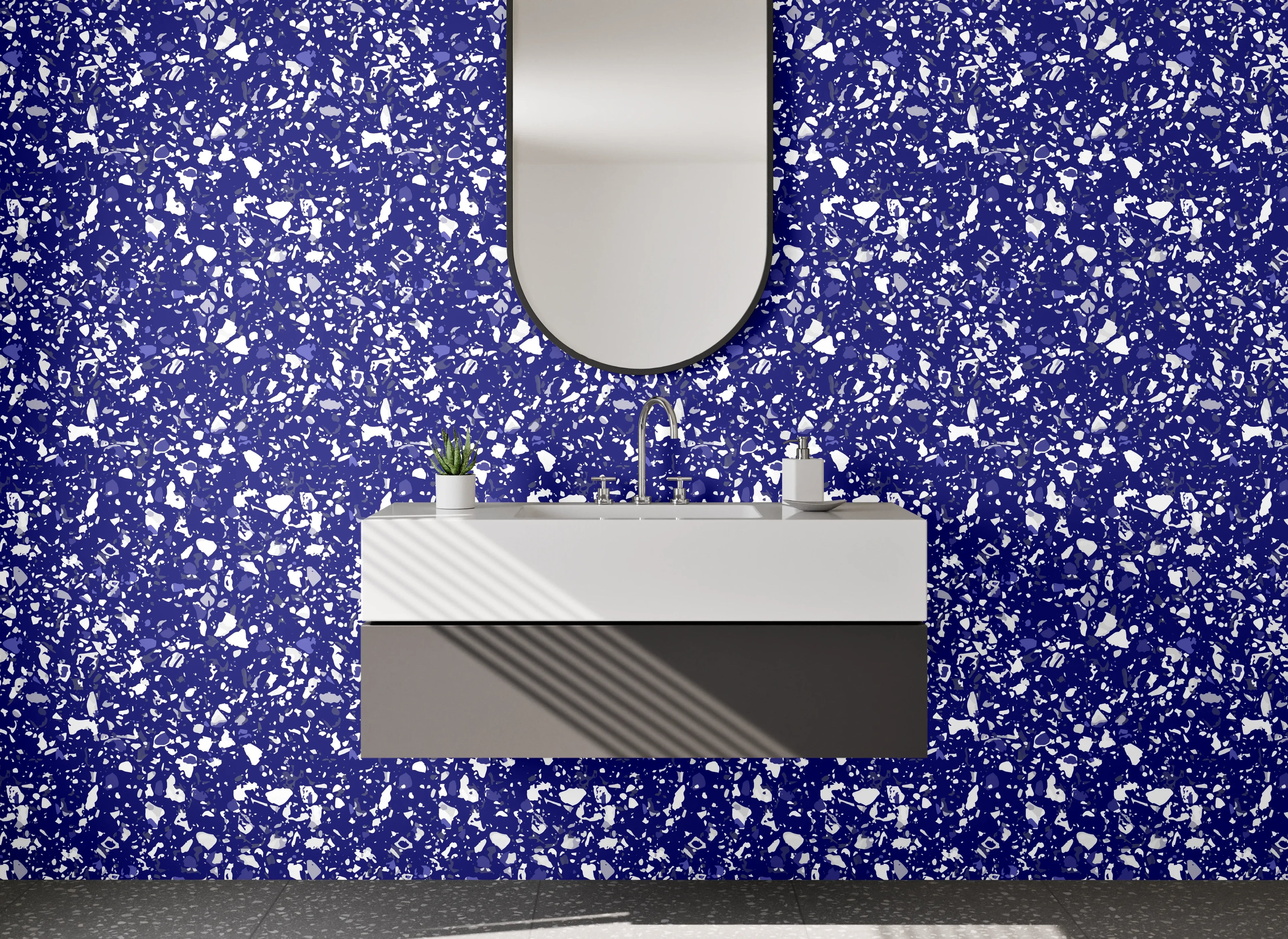Waschbecken-Rückwand - Blaues abstraktes Muster Wanddesign