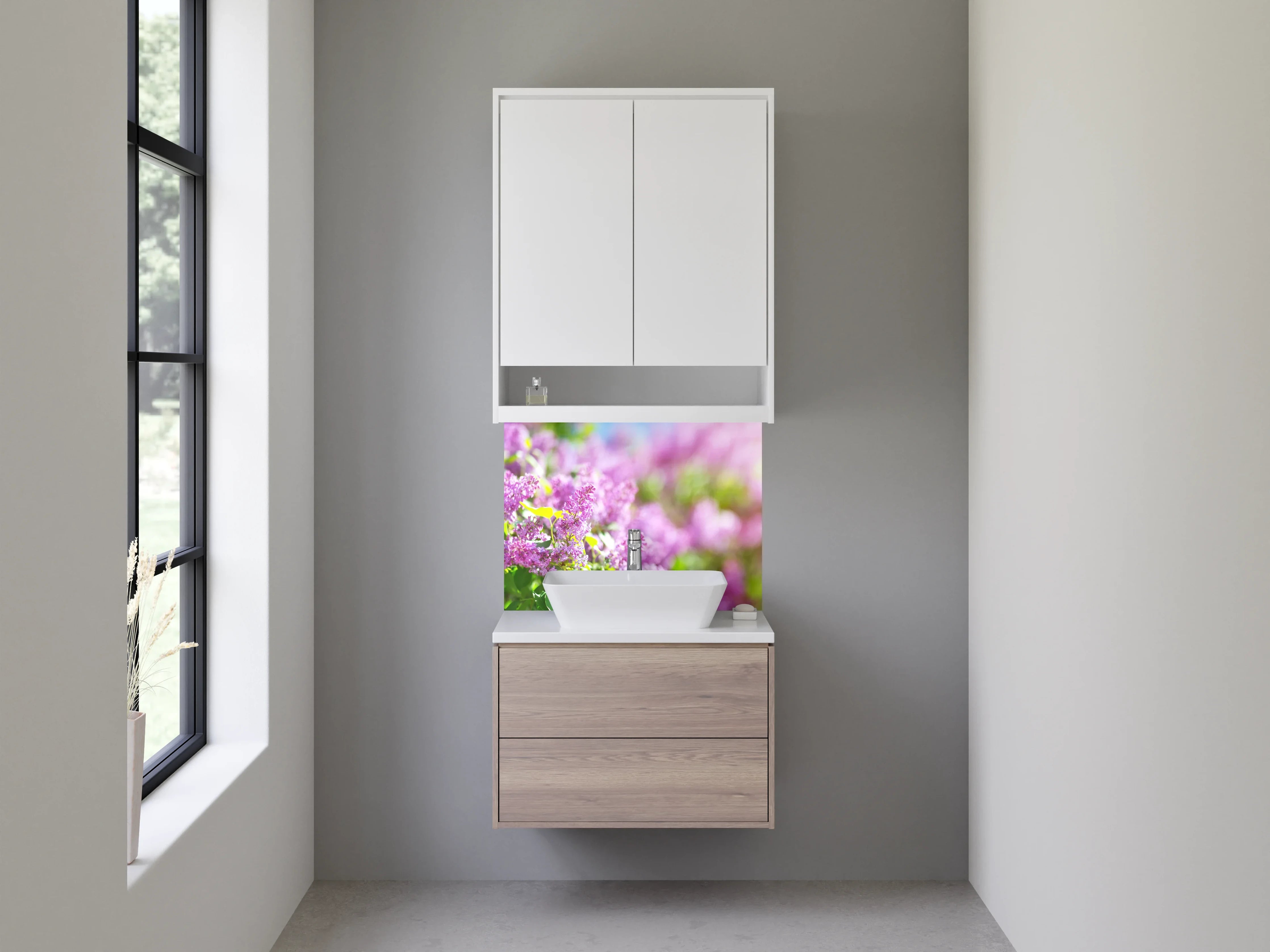 Waschbecken-Rückwand - Blühender Flieder am Sommermorgen