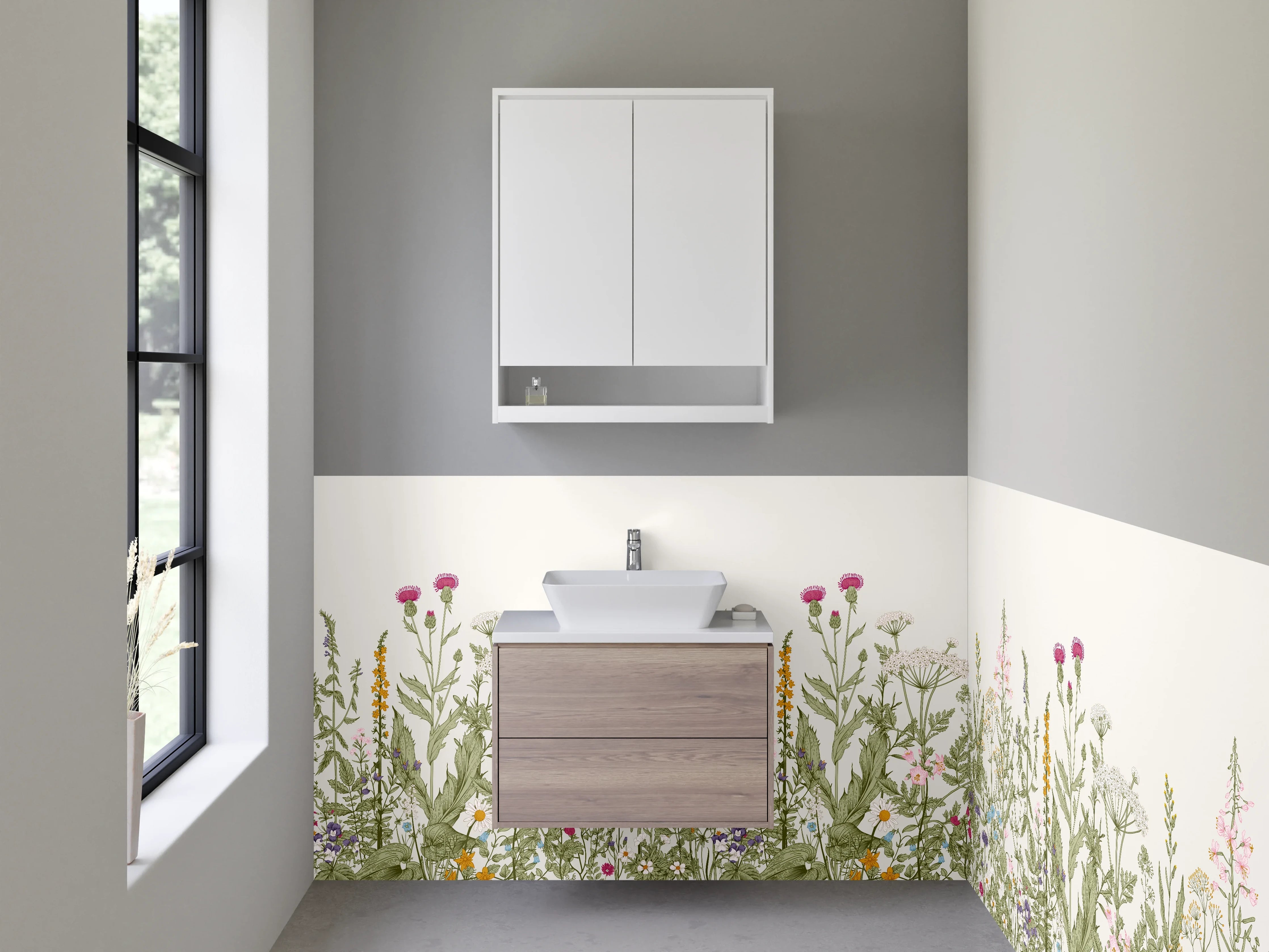 Waschbecken-Rückwand - Blumenwiese mit Wildblumen