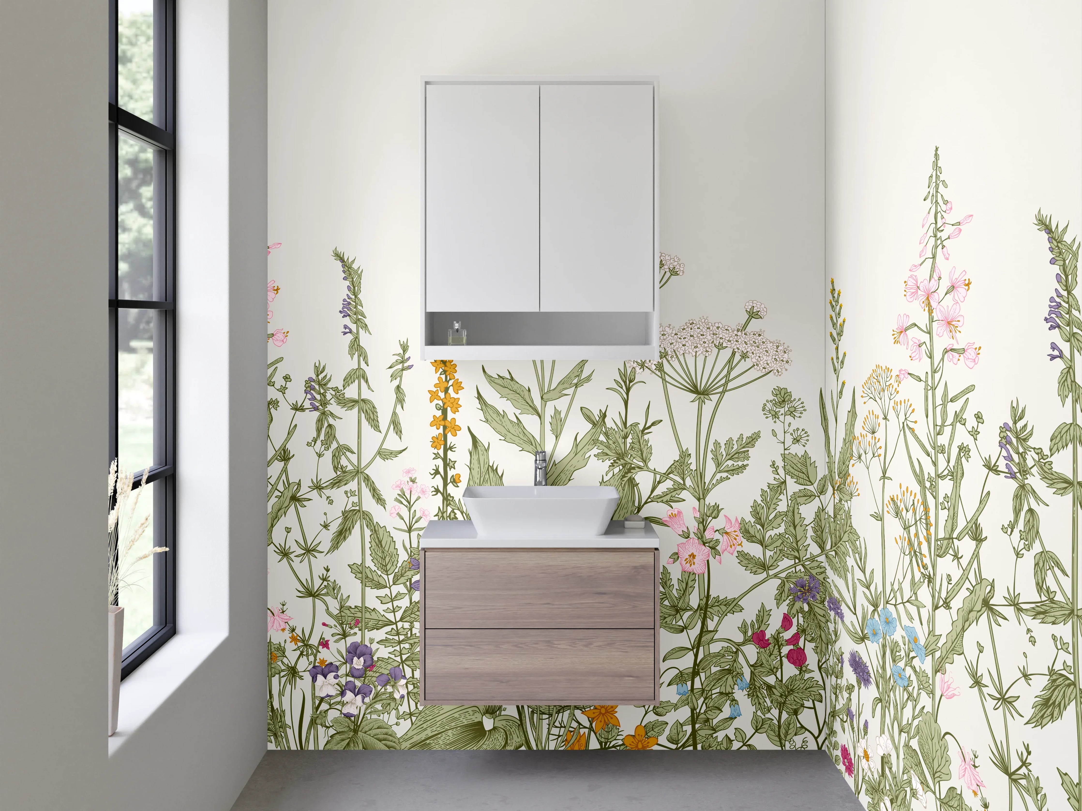 Waschbecken-Rückwand - Blumenwiese mit Wildblumen