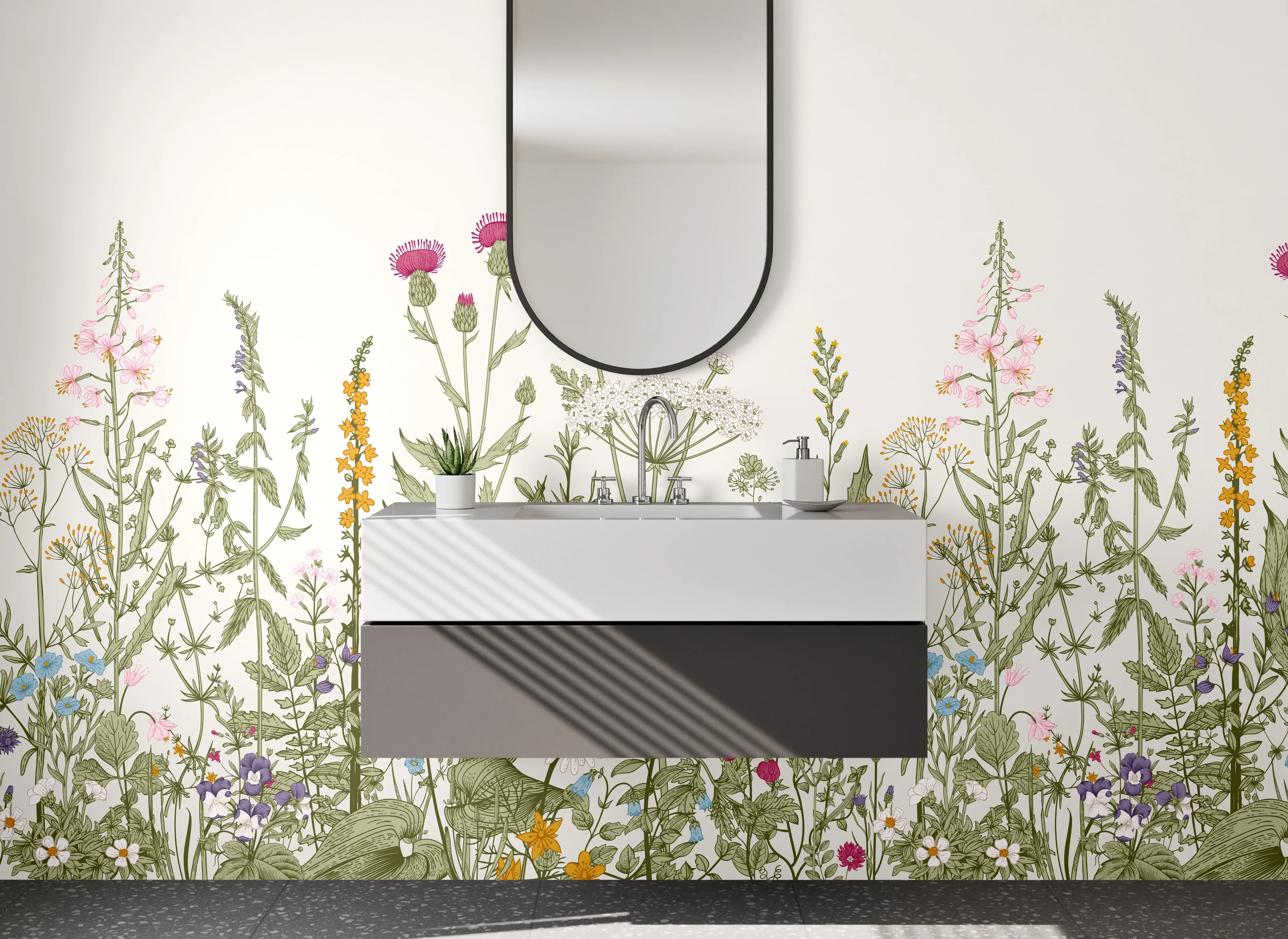 Waschbecken-Rückwand - Blumenwiese mit Wildblumen