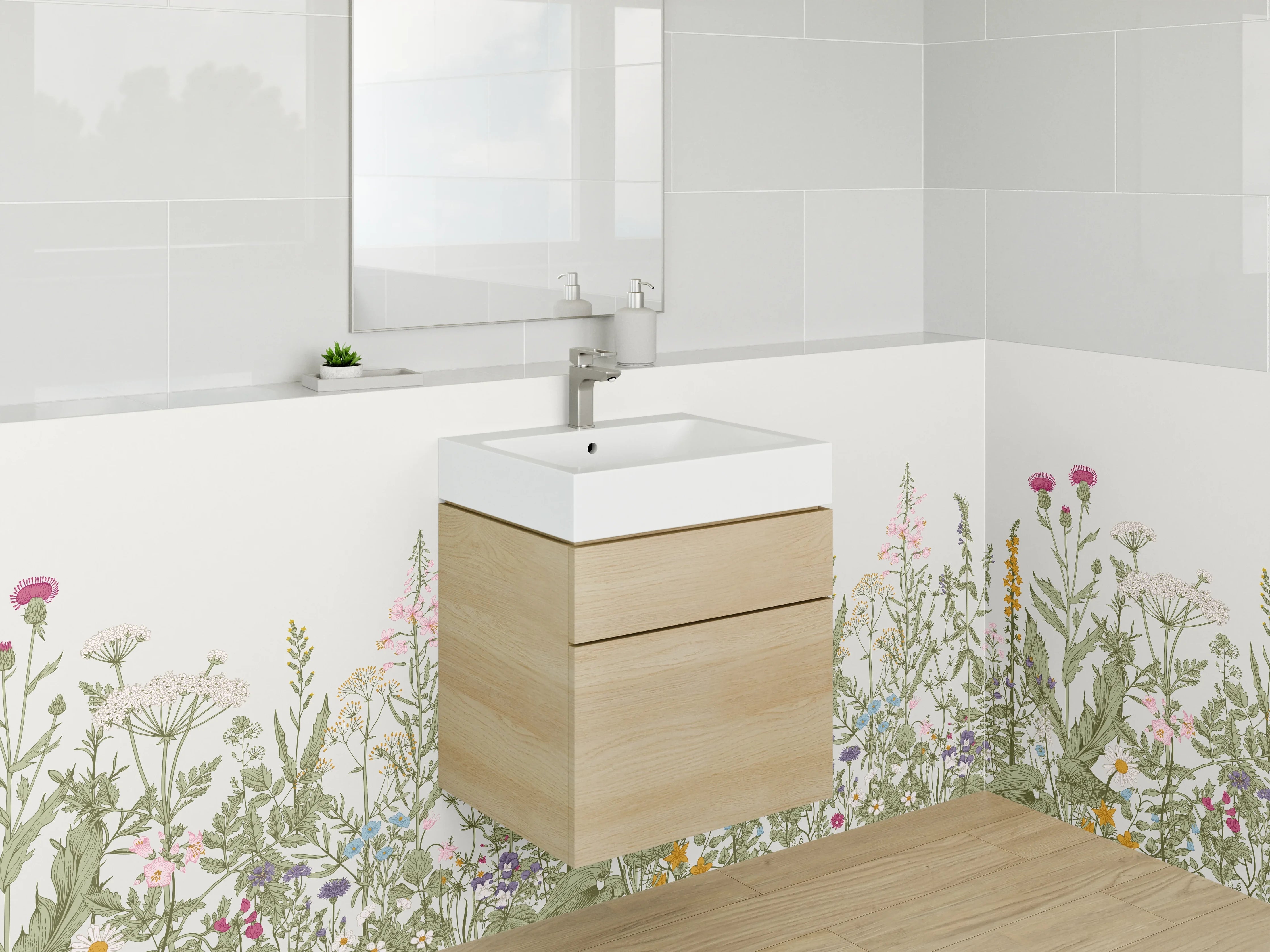 Waschbecken-Rückwand - Blumenwiese mit Wildblumen
