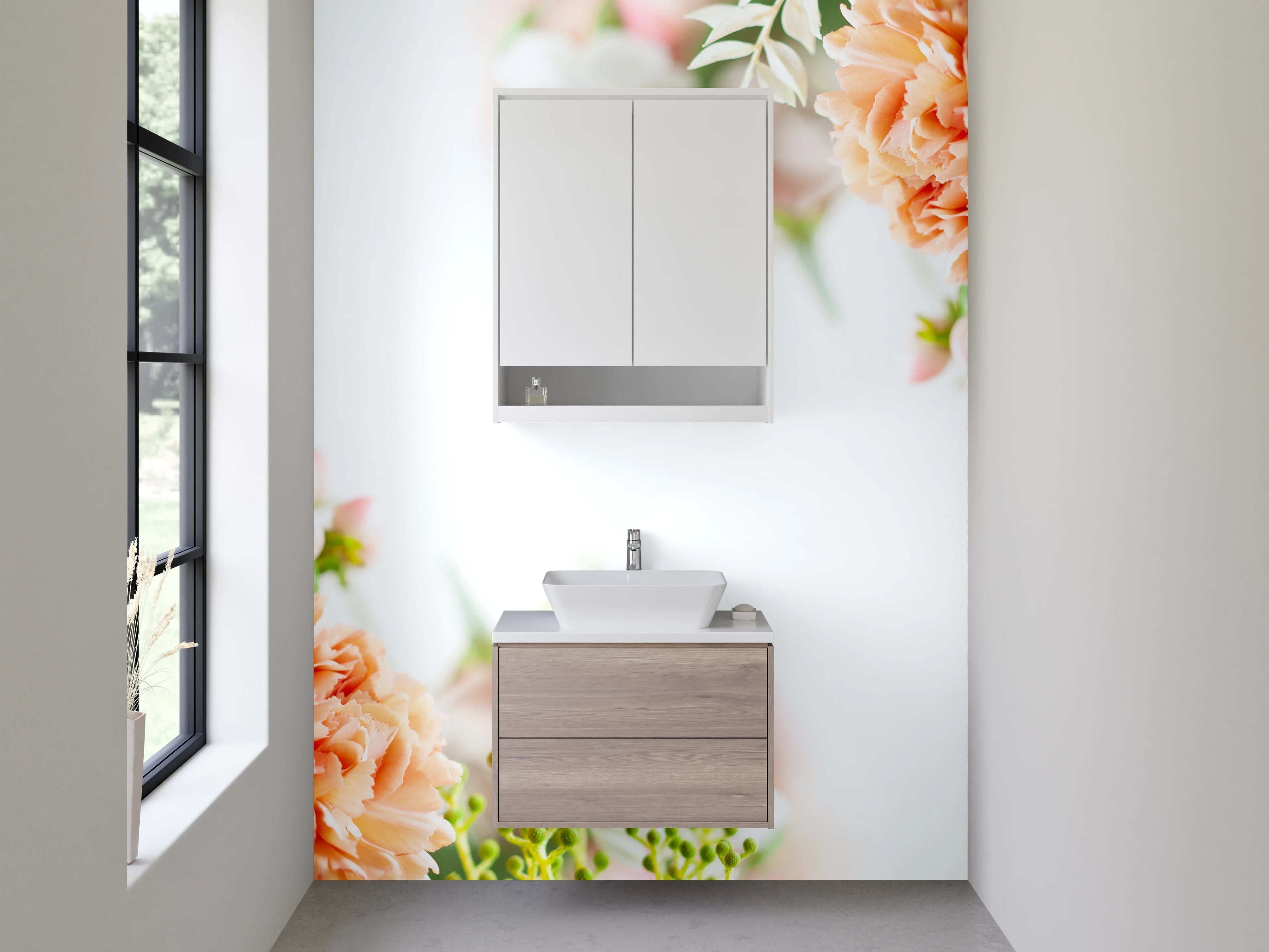 Waschbecken-Rückwand - Blumige Eleganz für Deine Küche