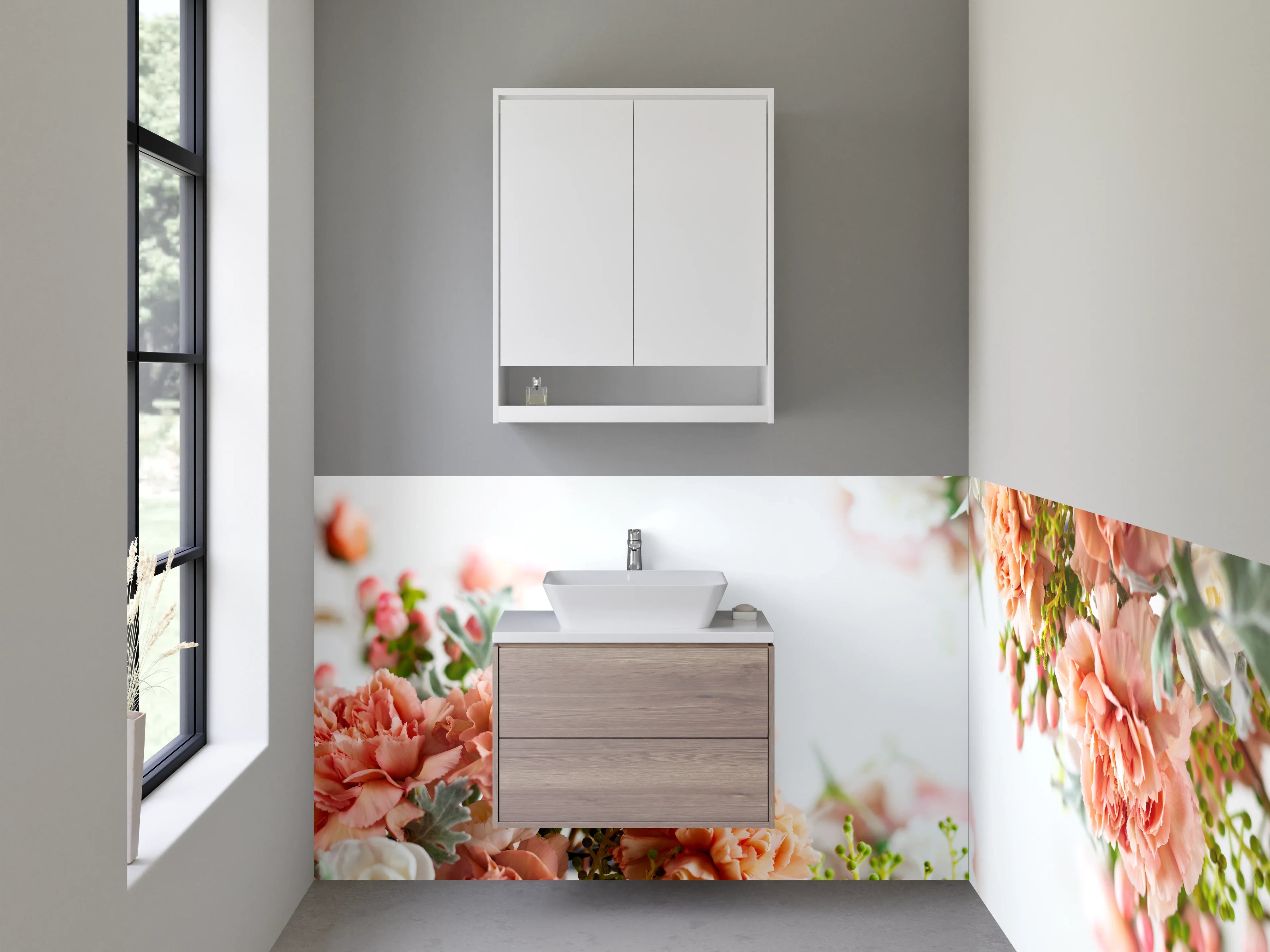 Waschbecken-Rückwand - Blumige Eleganz für Deine Küche