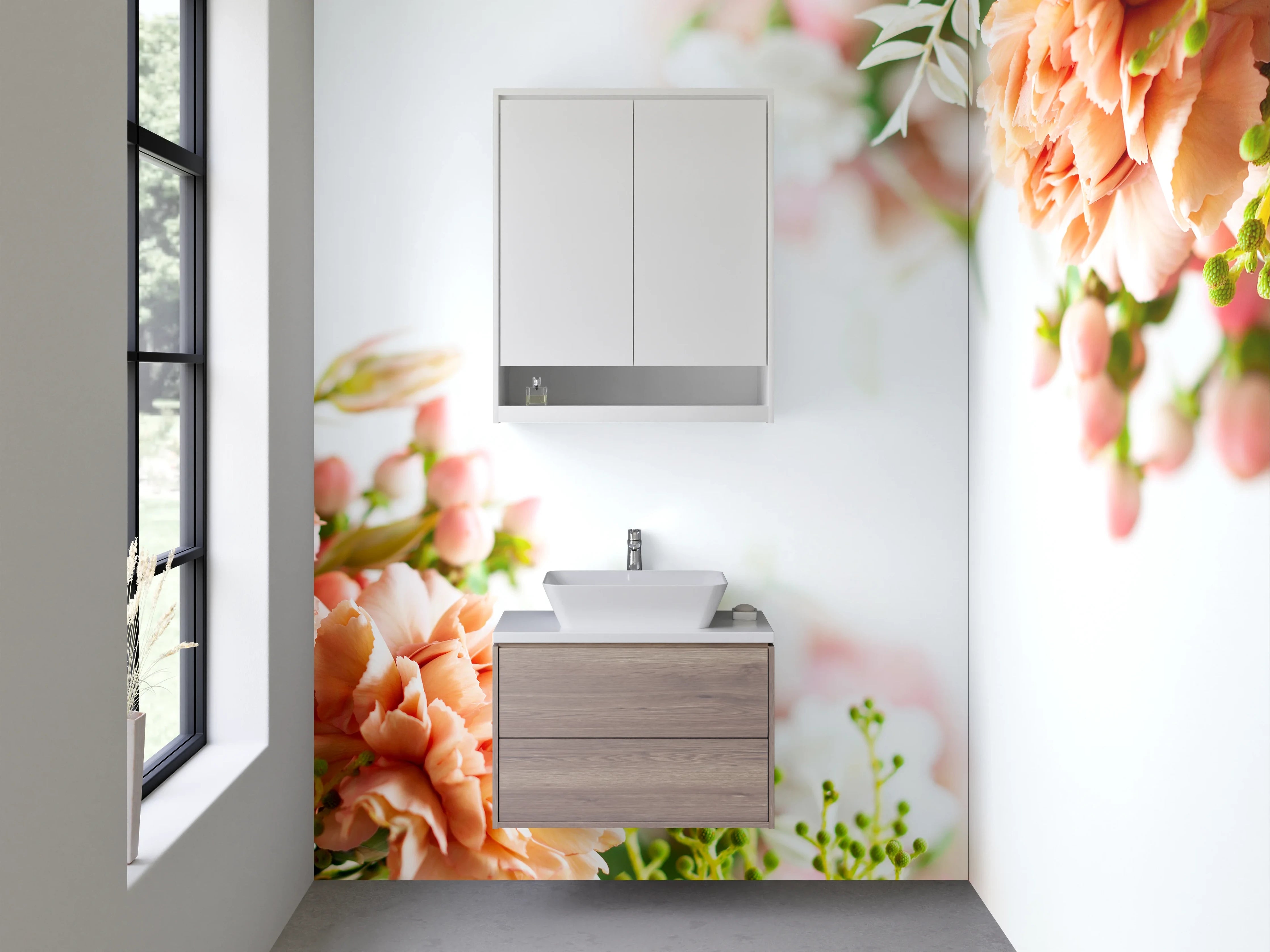 Waschbecken-Rückwand - Blumige Eleganz für Deine Küche