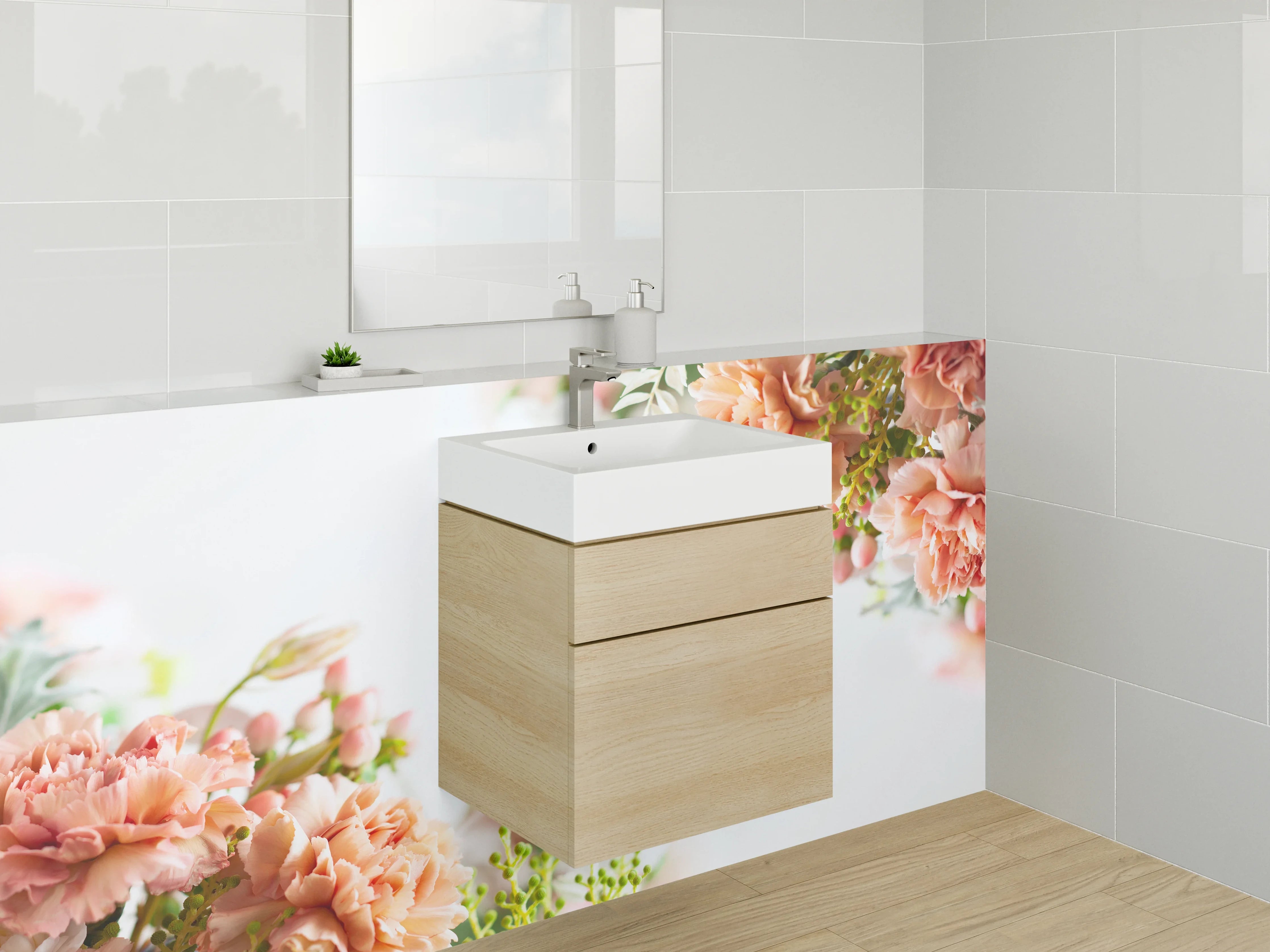 Waschbecken-Rückwand - Blumige Eleganz für Deine Küche