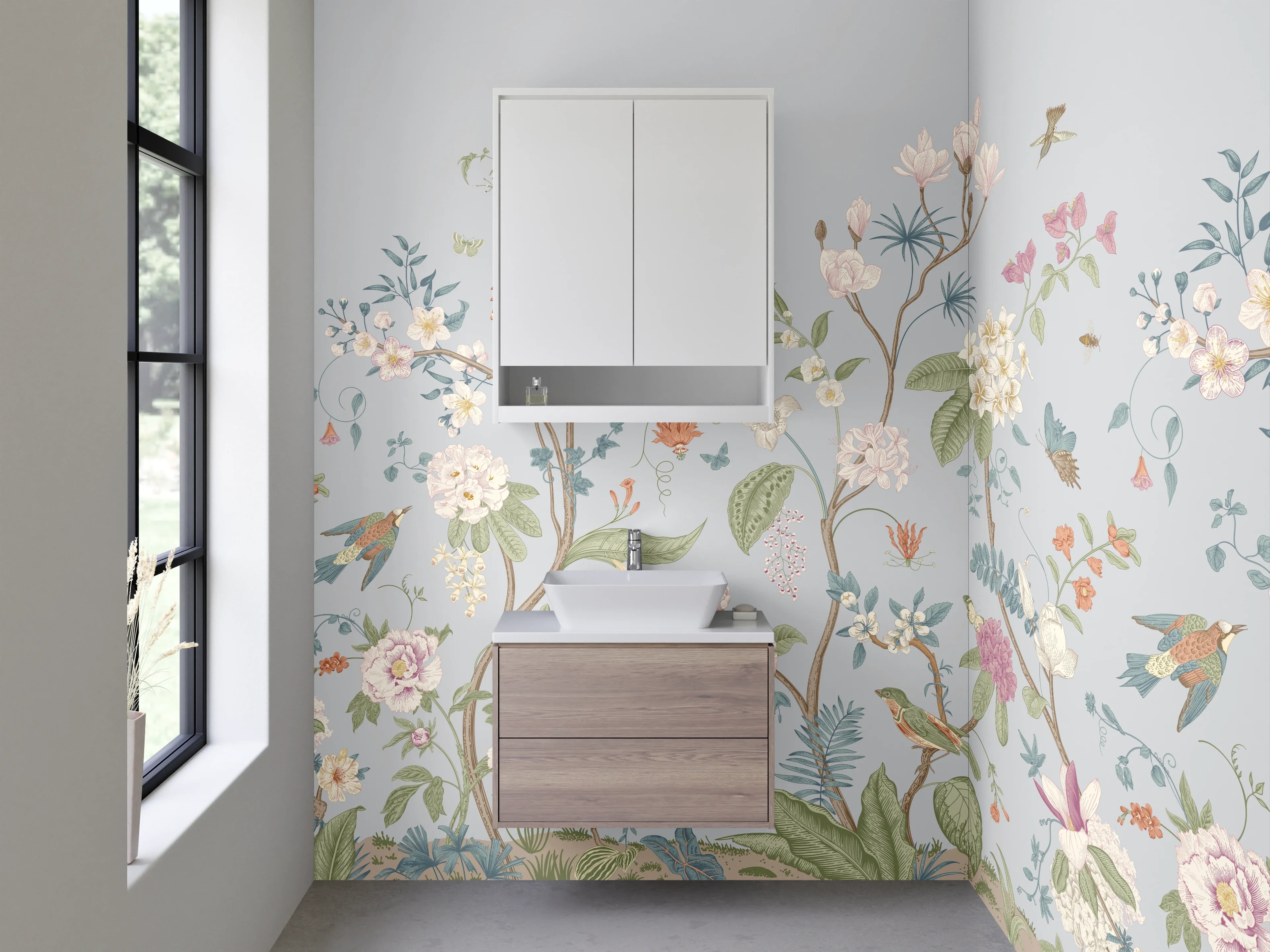 Waschbecken-Rückwand - Blumiges Aquarell-Design Pastell Trend