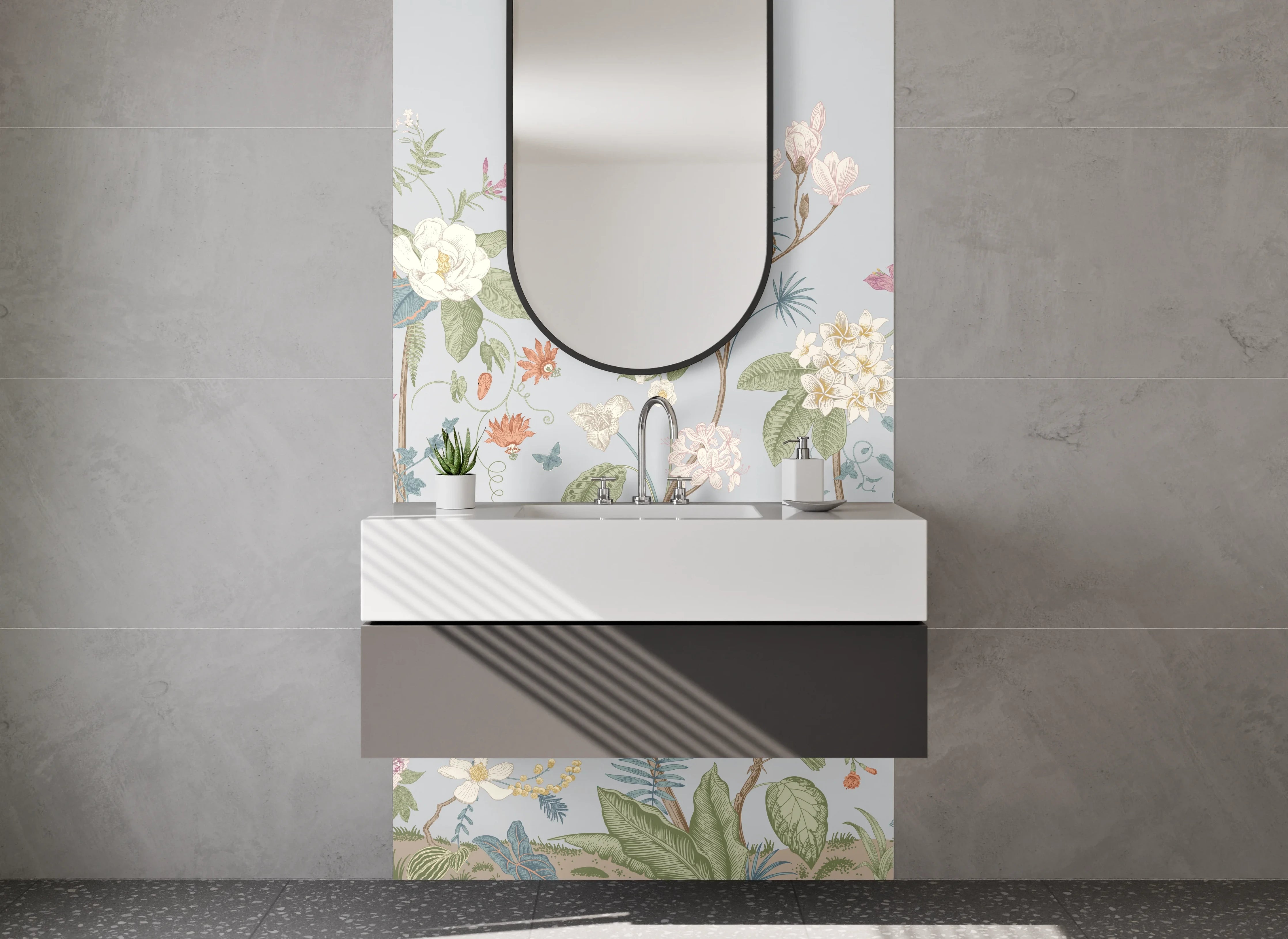 Waschbecken-Rückwand - Blumiges Aquarell-Design Pastell Trend