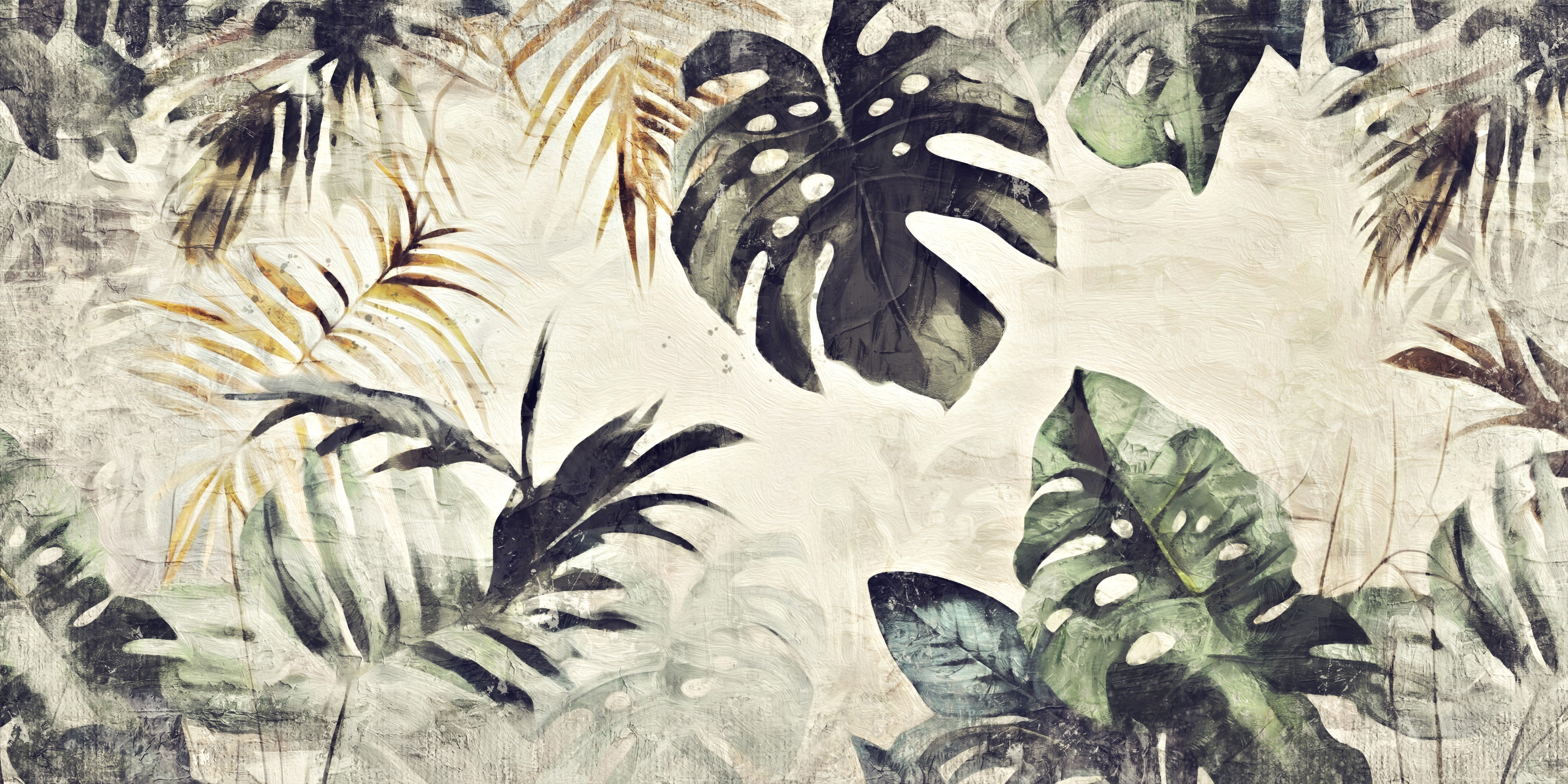 Waschbecken-Rückwand-Botanischer Aquarell-Look Dschungelblätter