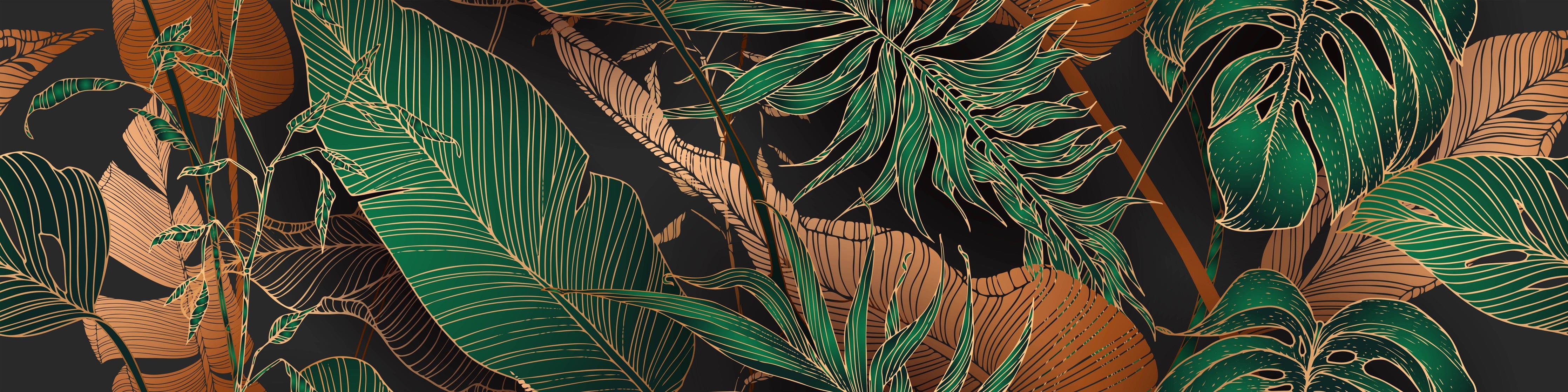 Waschbecken-Rückwand-Botanisches Dschungel-Muster Grün Gold