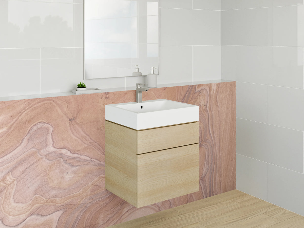 Waschbecken-Rückwand - Braun-beige Marmoroptik Trendstruktur
