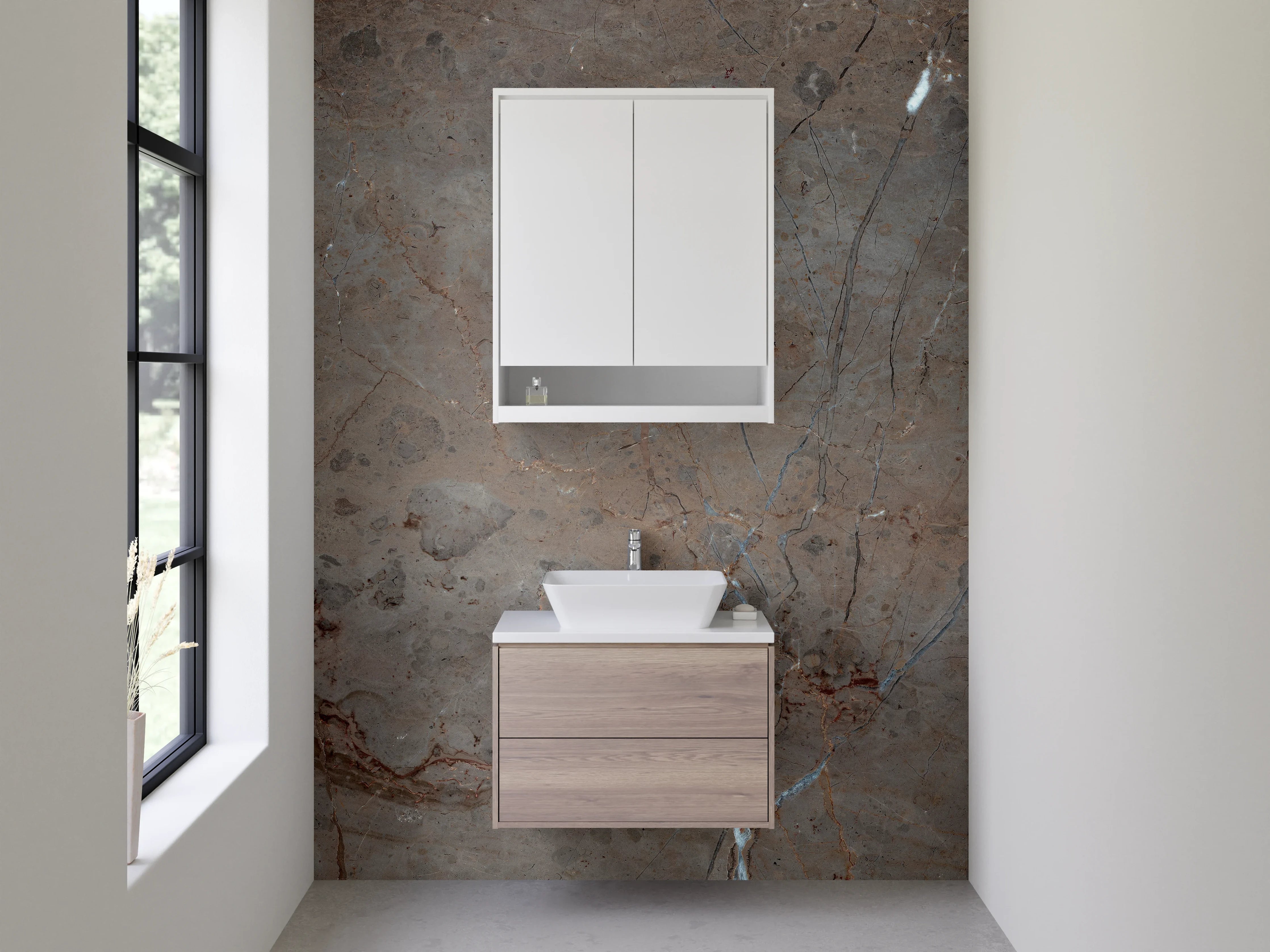 Waschbecken-Rückwand - Brauner Marmor Waschtisch-Flair