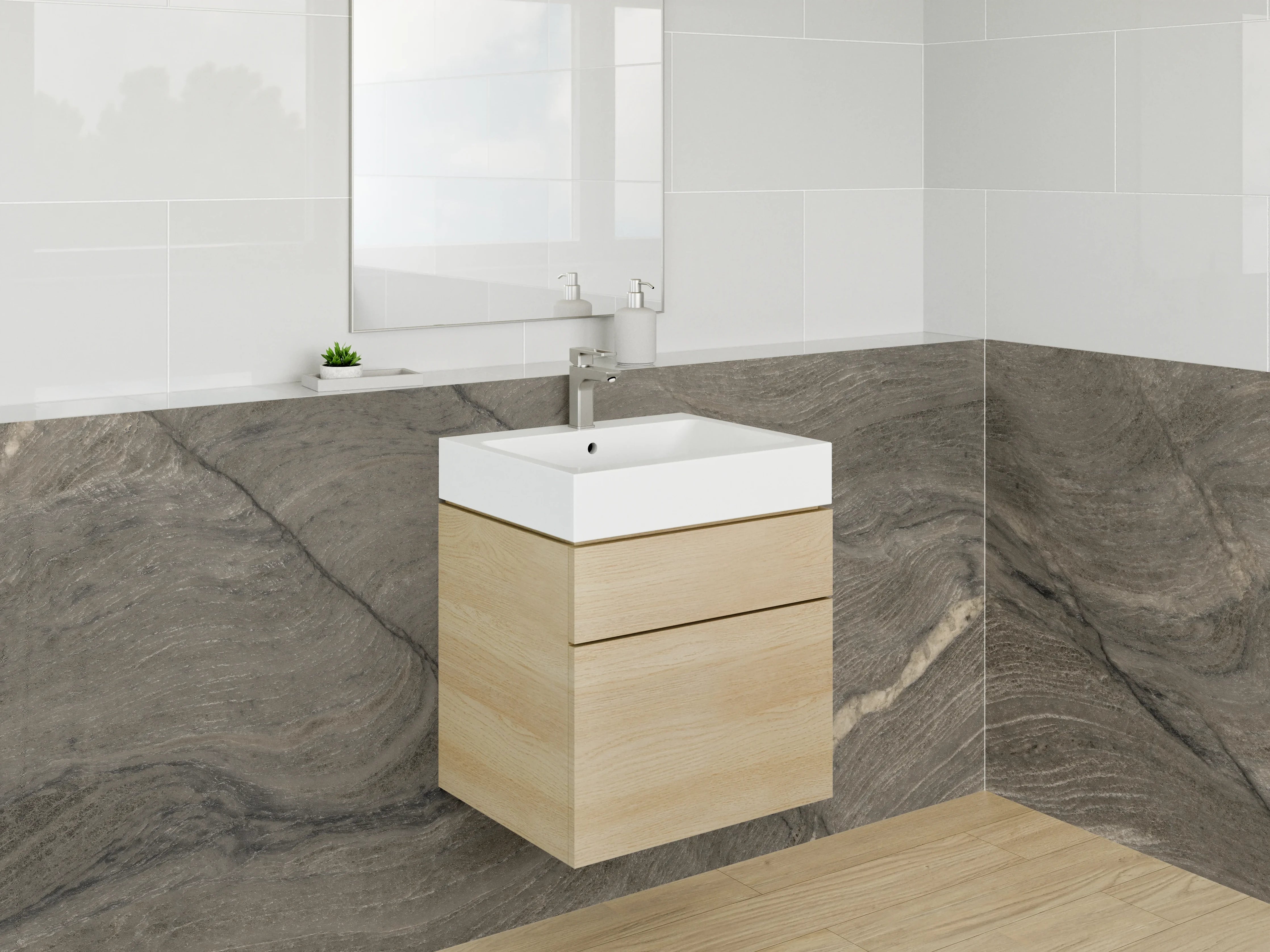 Waschbecken-Rückwand - Brauner Marmor mit Fließstruktur