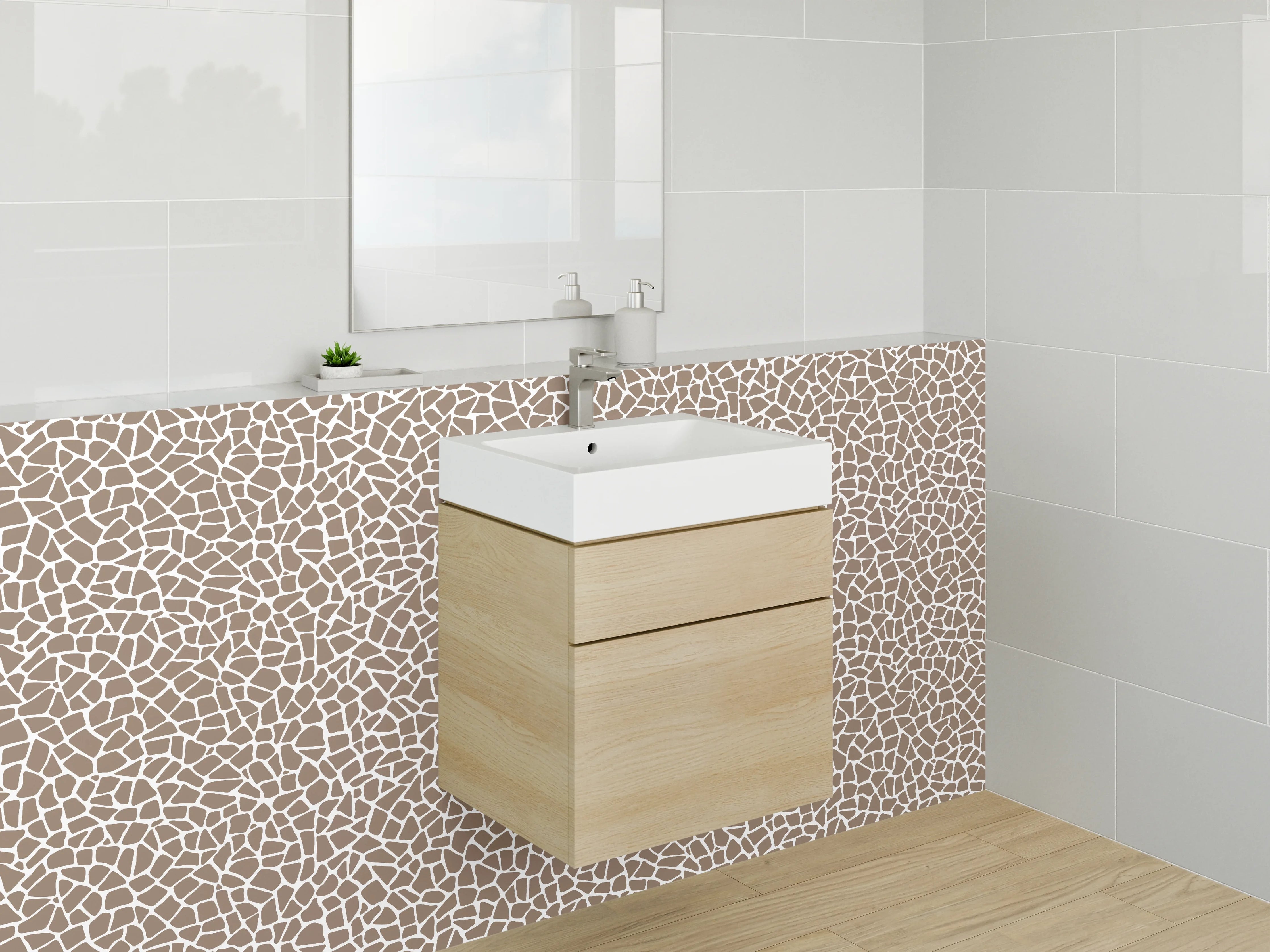 Waschbecken-Rückwand - Braunes Mosaik Muster modern