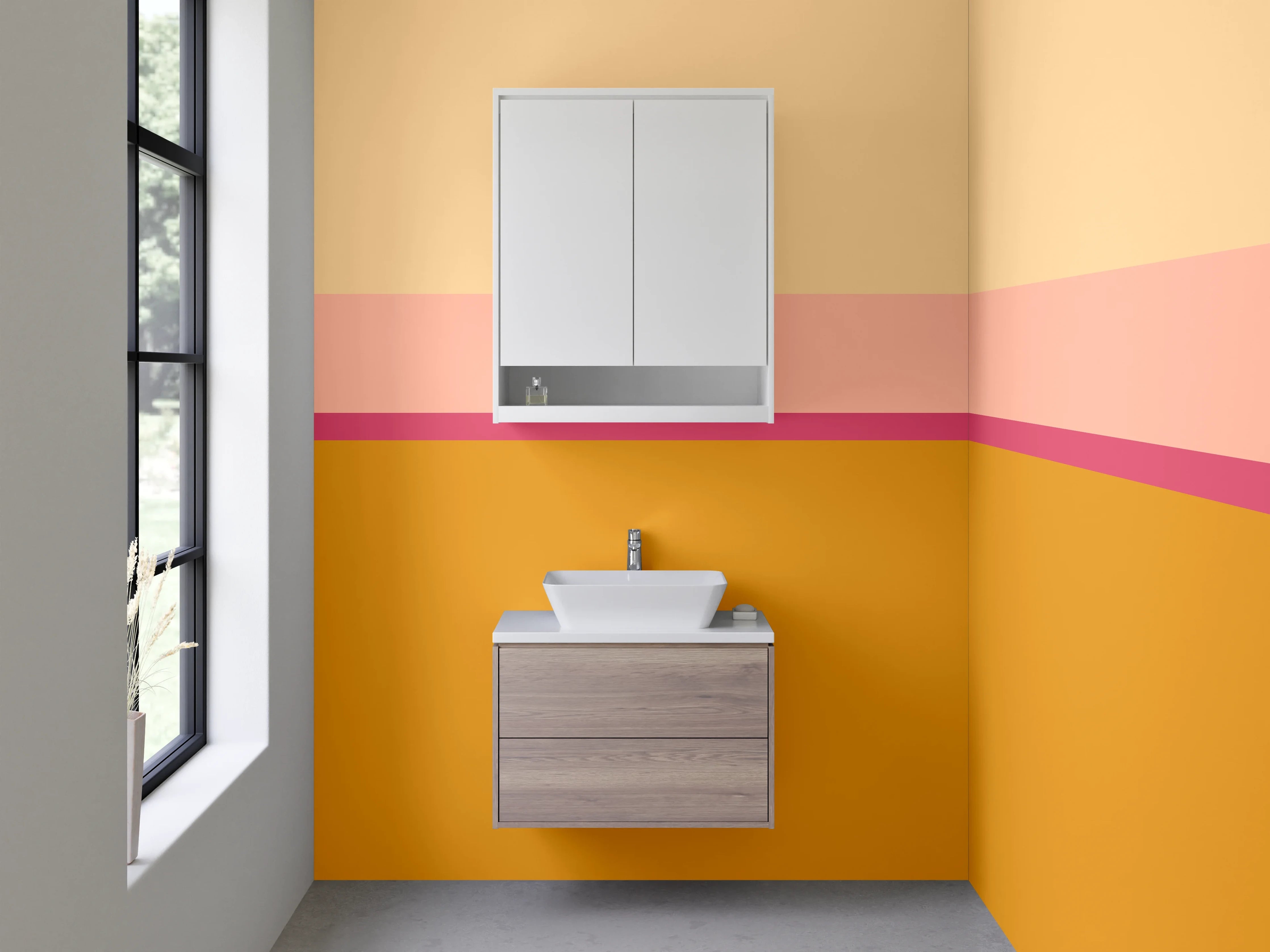 Waschbecken-Rückwand - Bunt gestreifte Farbpalette