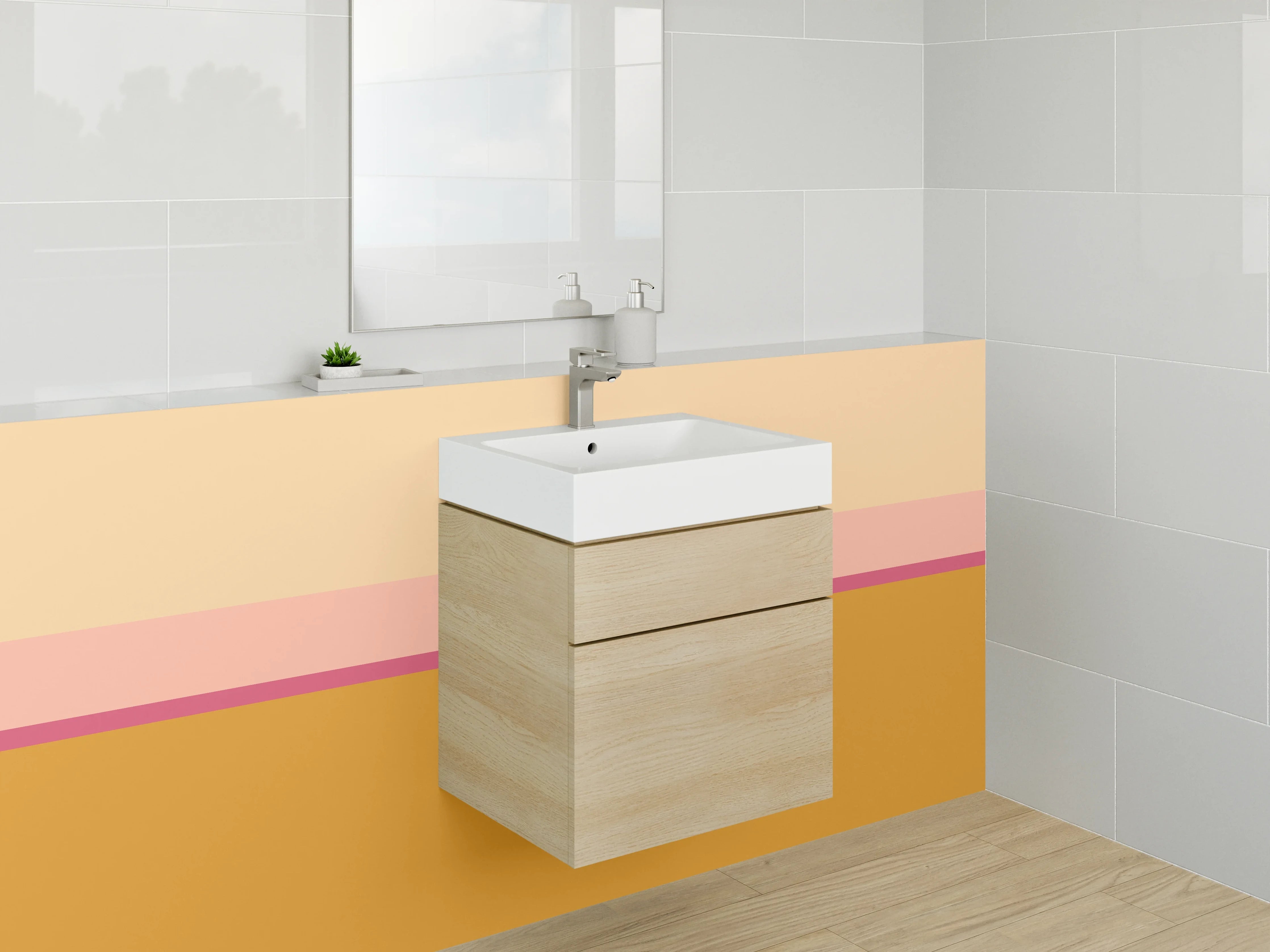 Waschbecken-Rückwand - Bunt gestreifte Farbpalette