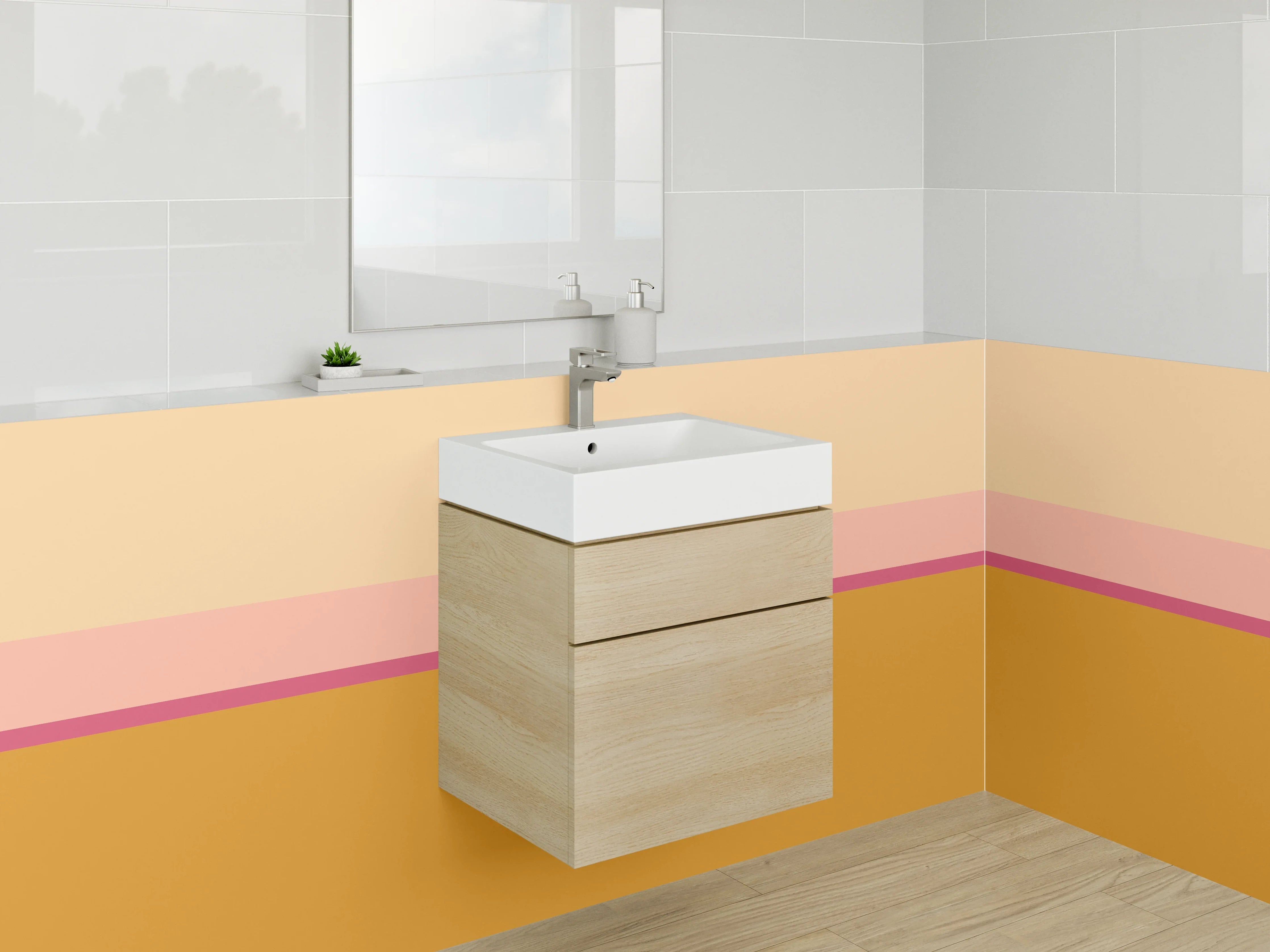 Waschbecken-Rückwand - Bunt gestreifte Farbpalette