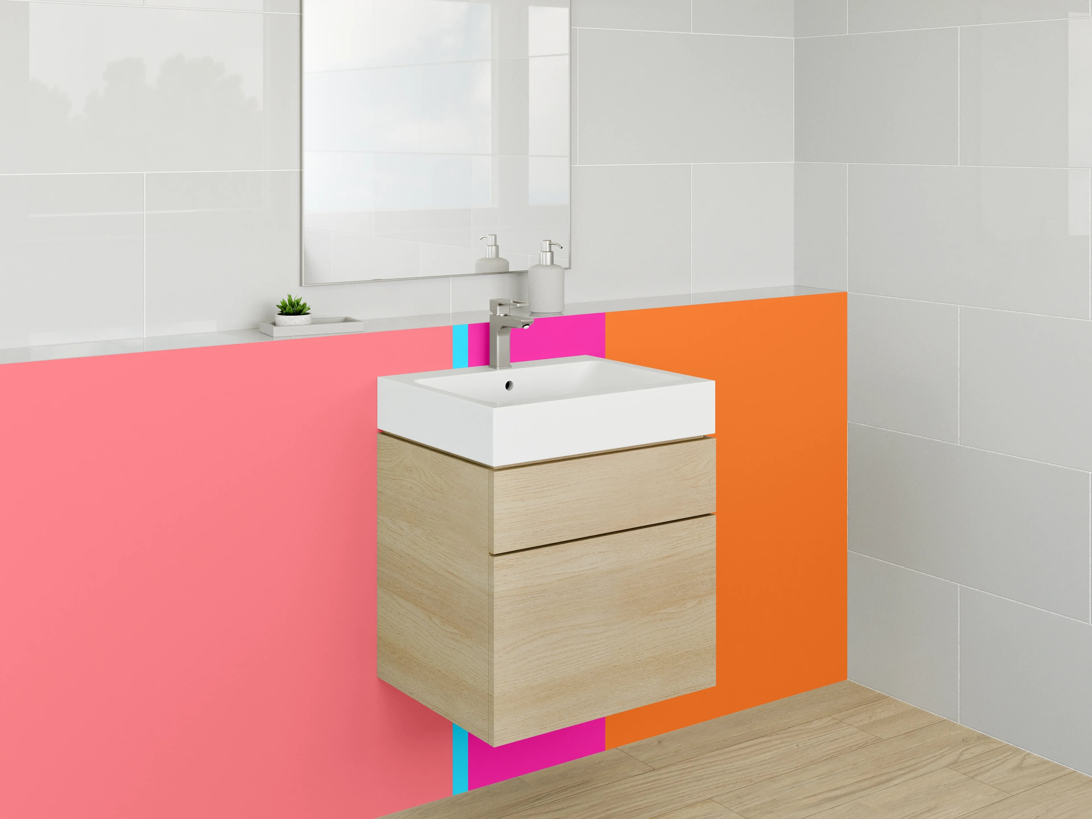 Waschbecken-Rückwand - Bunte Blockfarben Modern Design