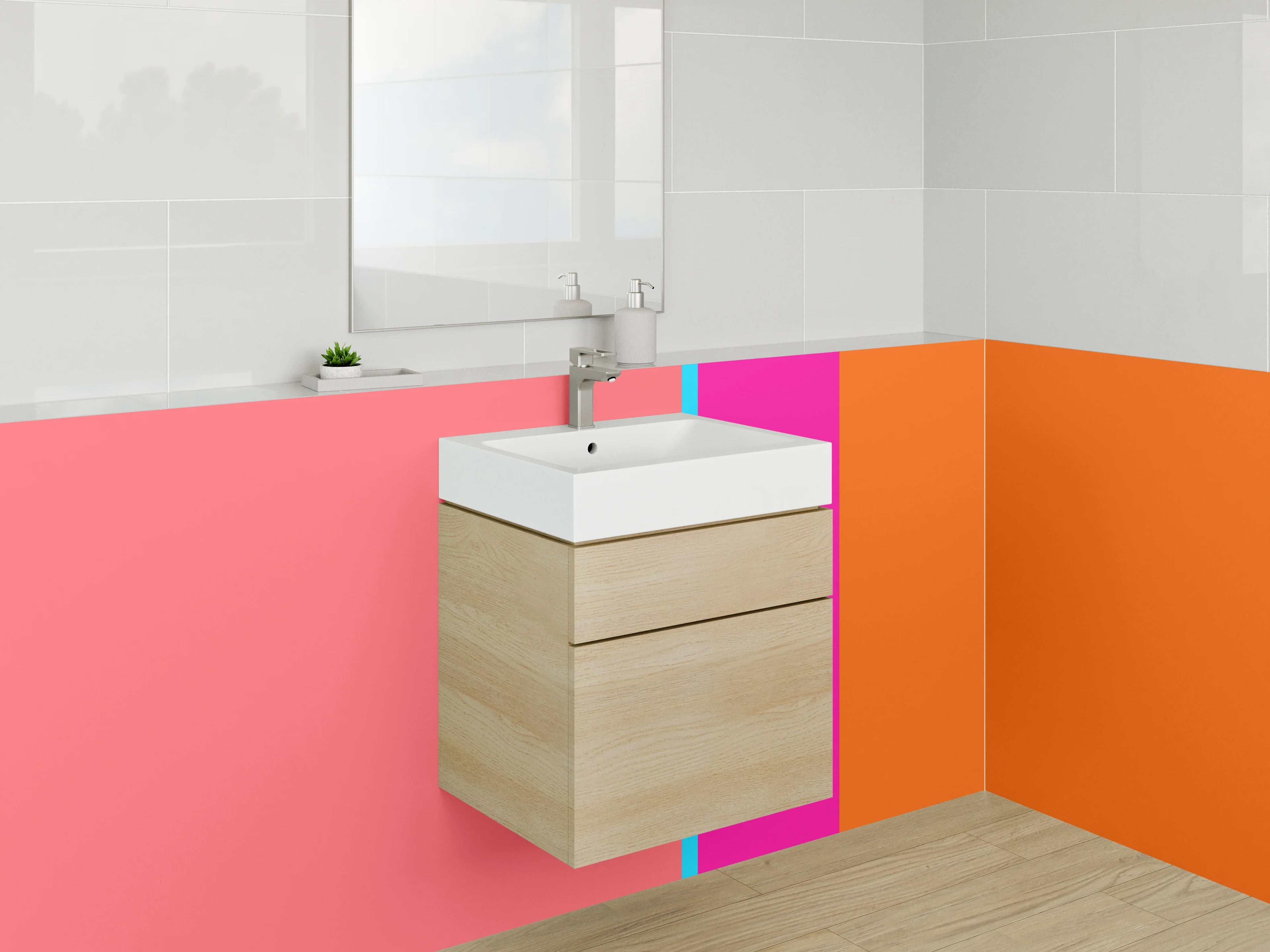 Waschbecken-Rückwand - Bunte Blockfarben Modern Design