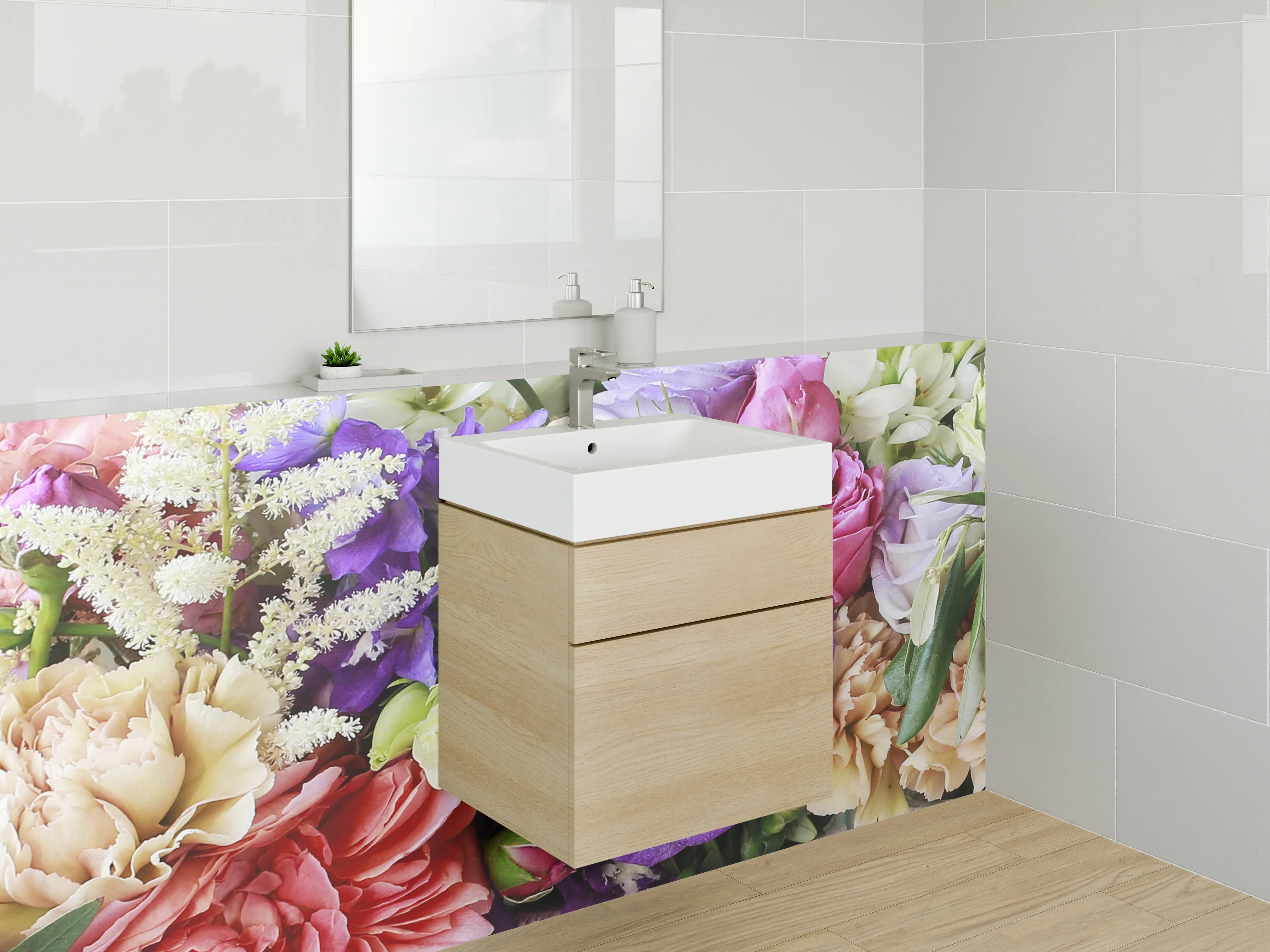 Waschbecken-Rückwand - Bunte Blumenpracht für Dein Zuhause