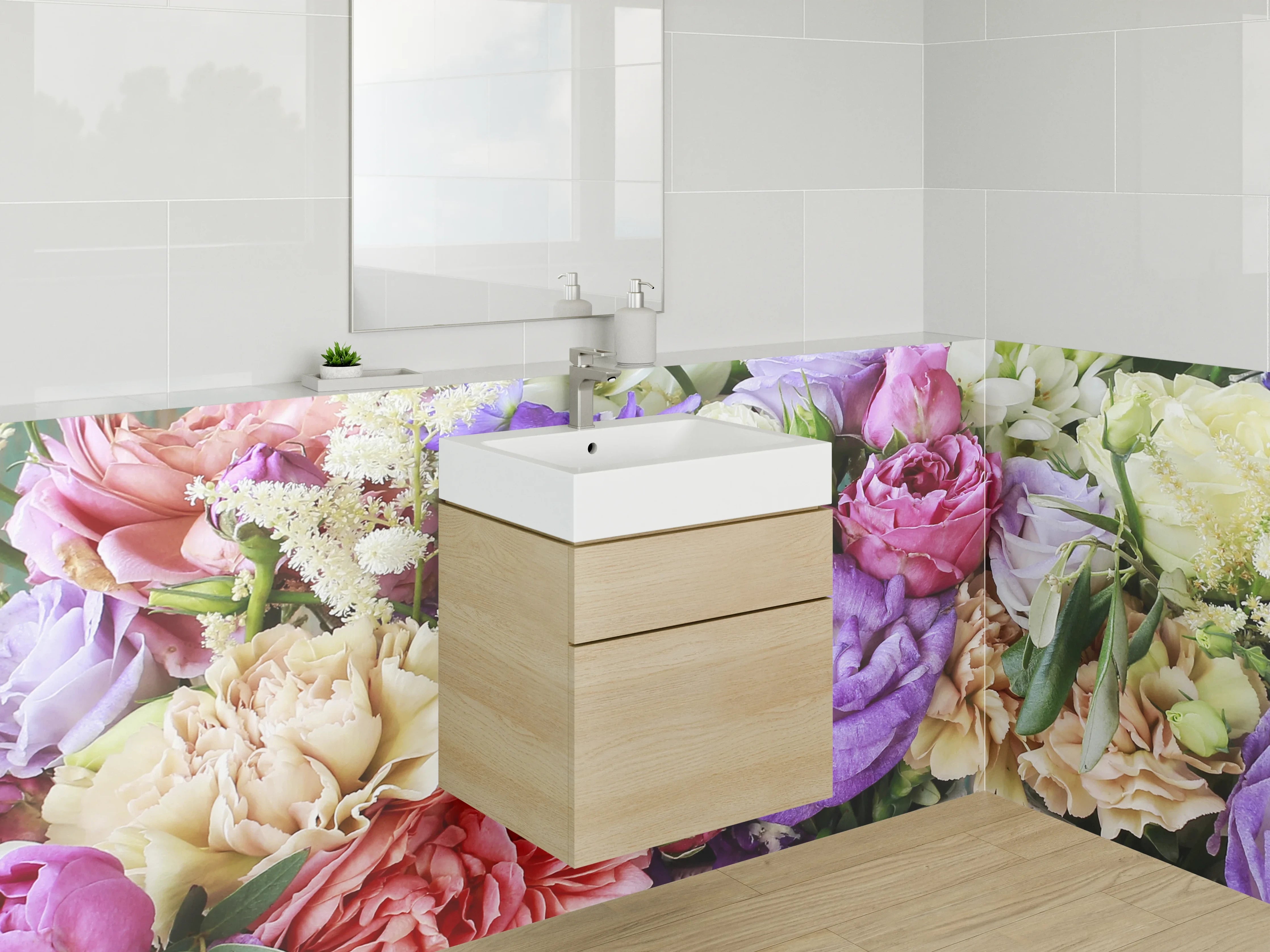 Waschbecken-Rückwand - Bunte Blumenpracht für Dein Zuhause