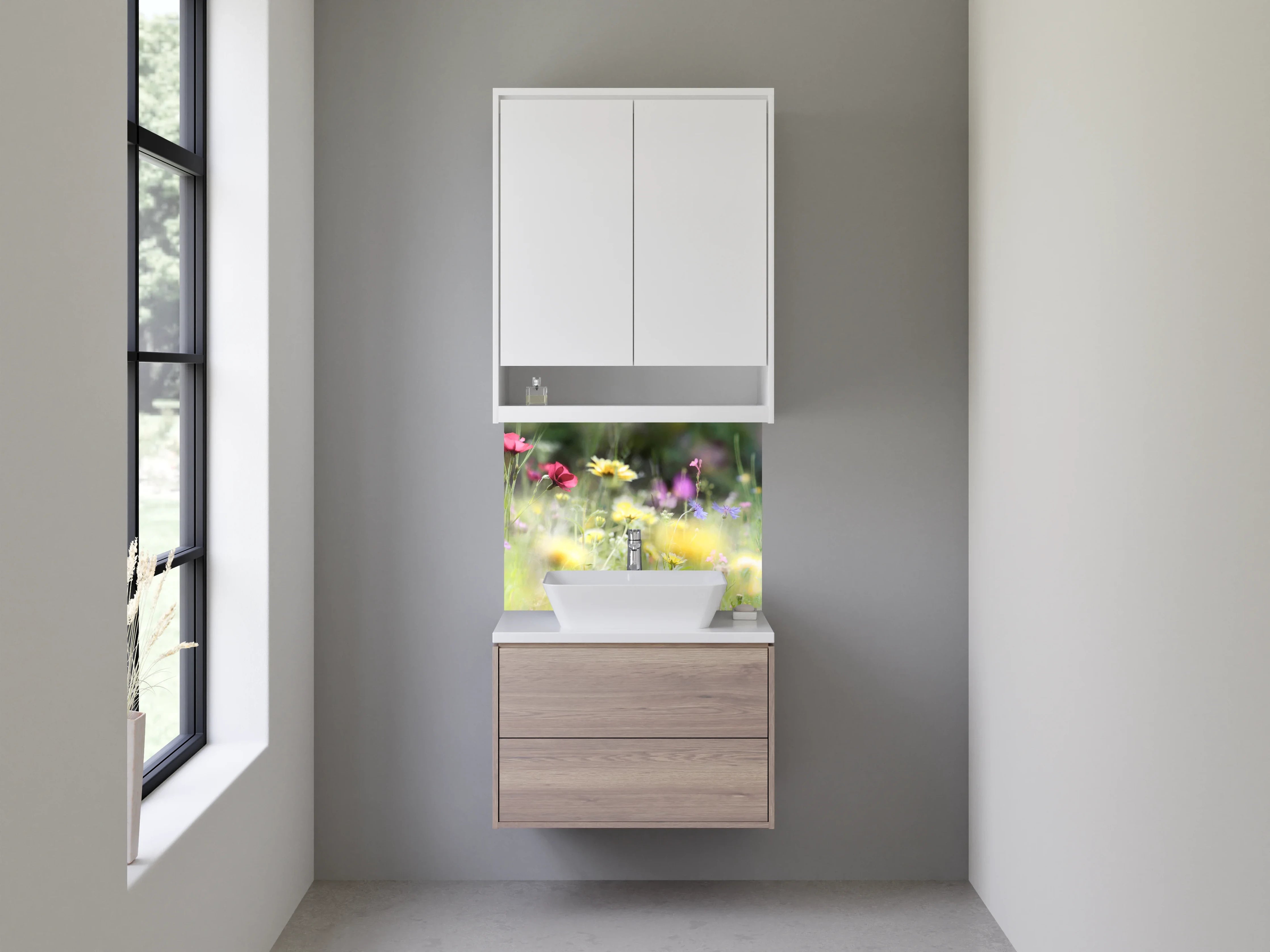 Waschbecken-Rückwand - Bunte Blumenwiese Naturmotiv