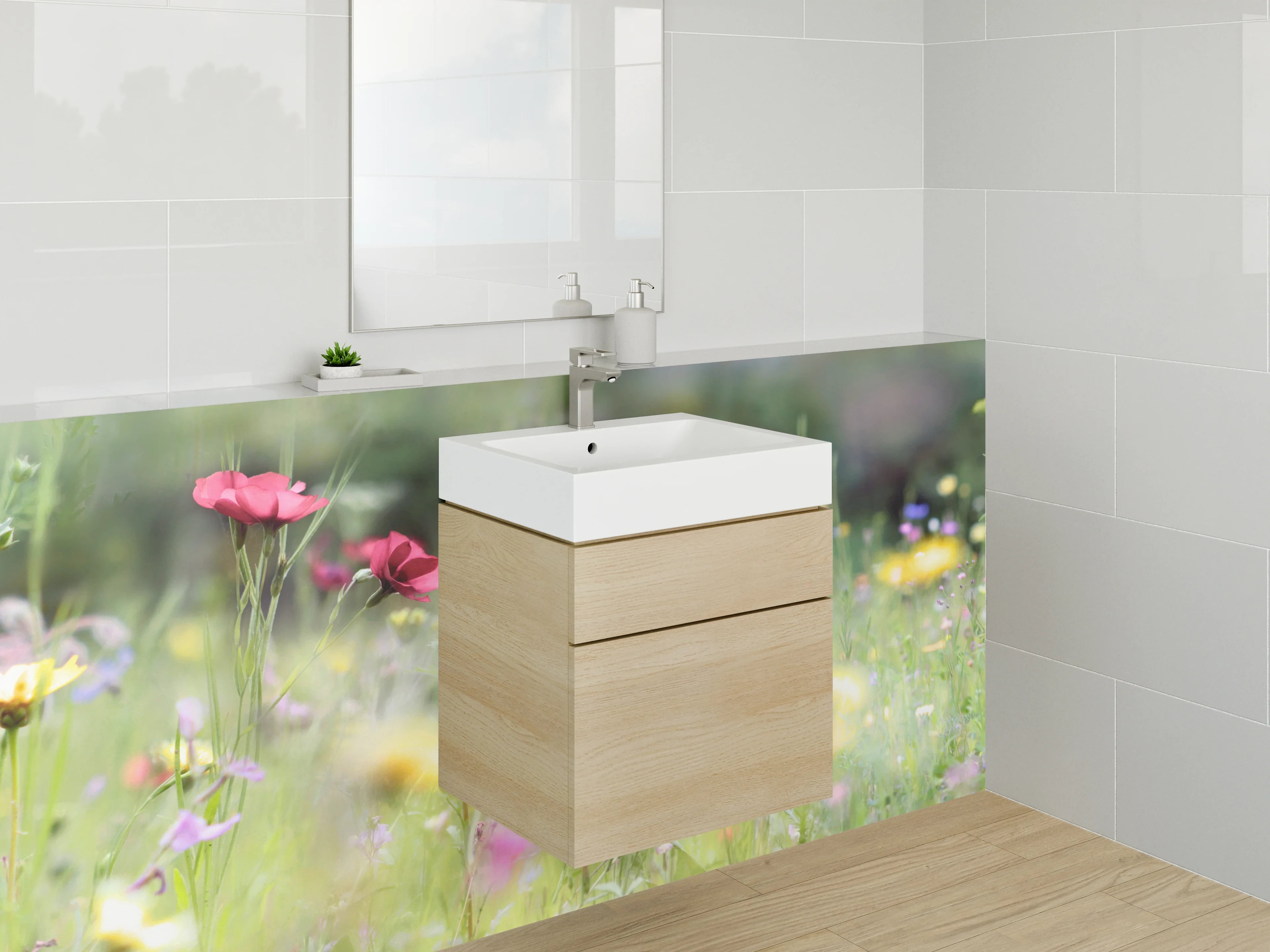 Waschbecken-Rückwand - Bunte Blumenwiese Naturmotiv