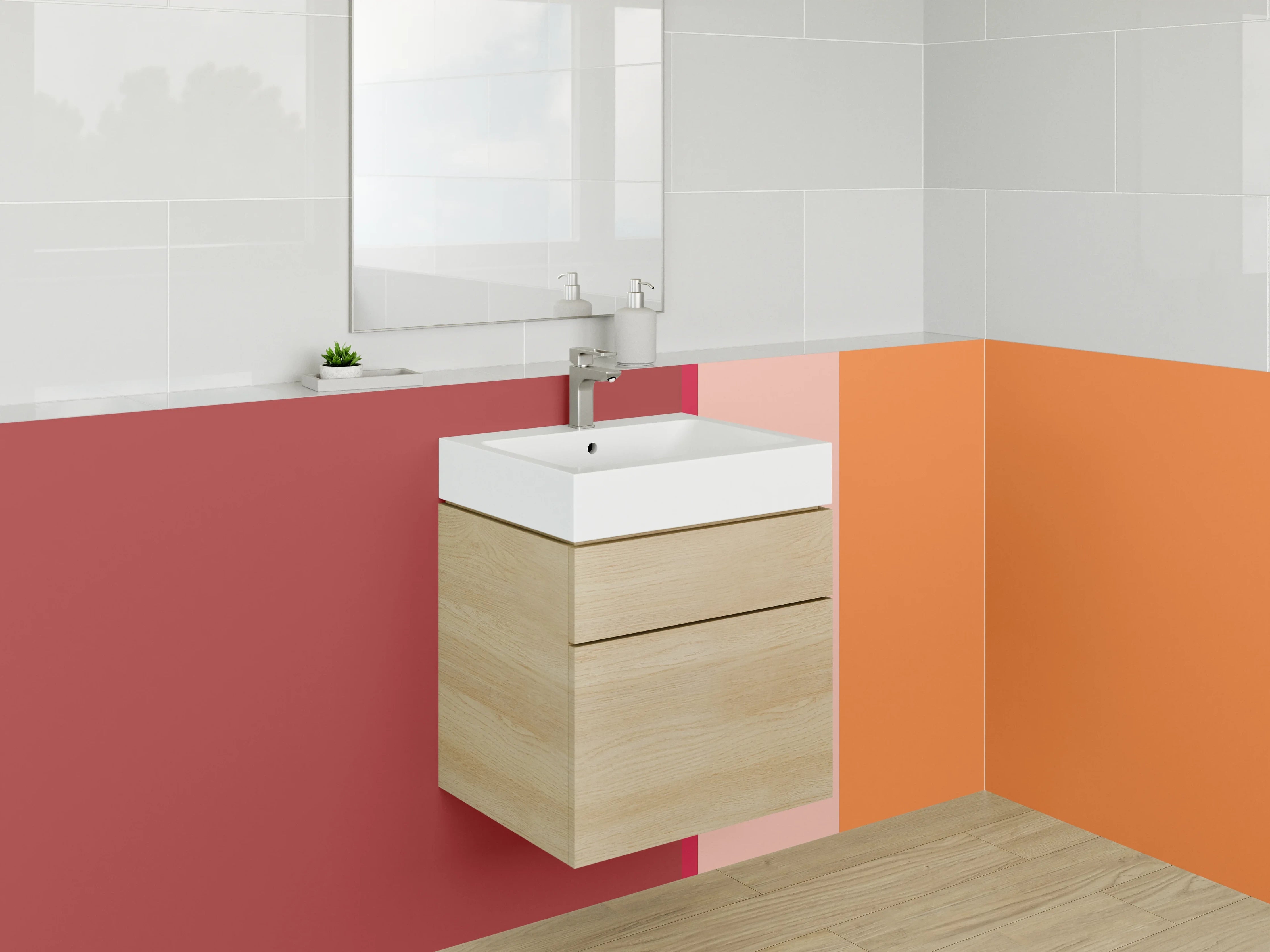 Waschbecken-Rückwand - Bunte Farbpalette in warmen Tönen