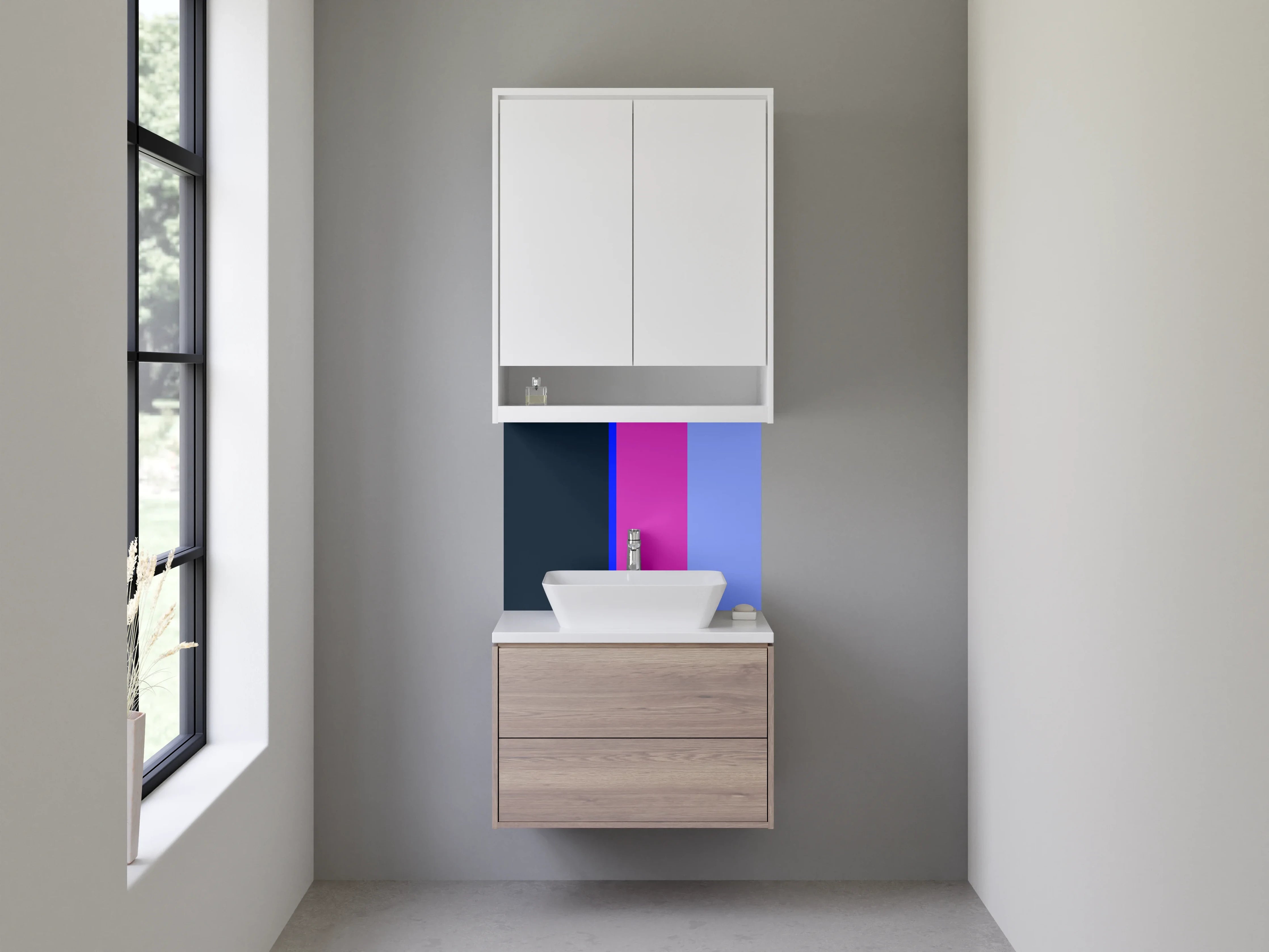 Waschbecken-Rückwand - Bunte Farbpalette mit Blautönen