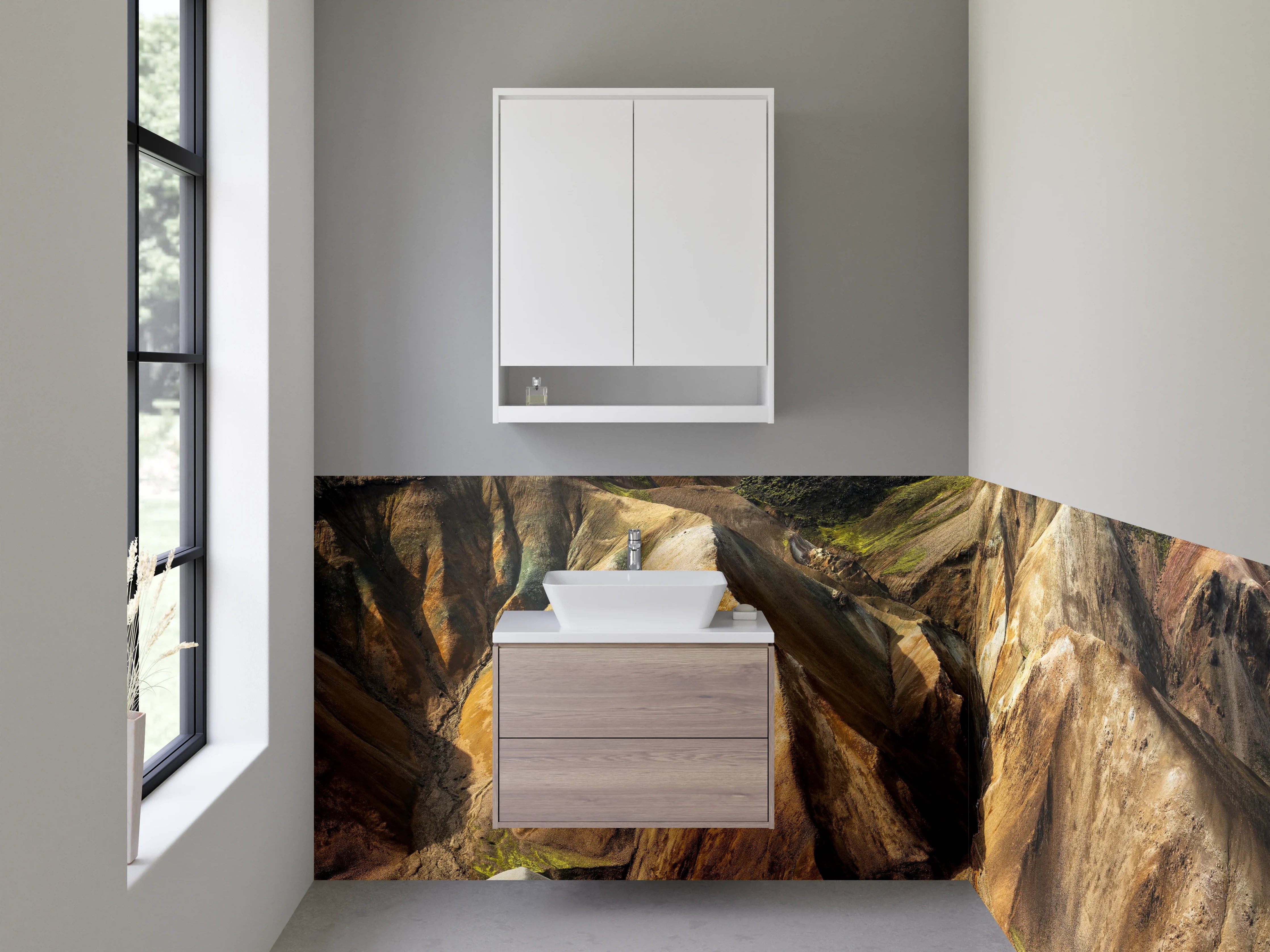 Waschbecken-Rückwand - Bunte Felsenlandschaft