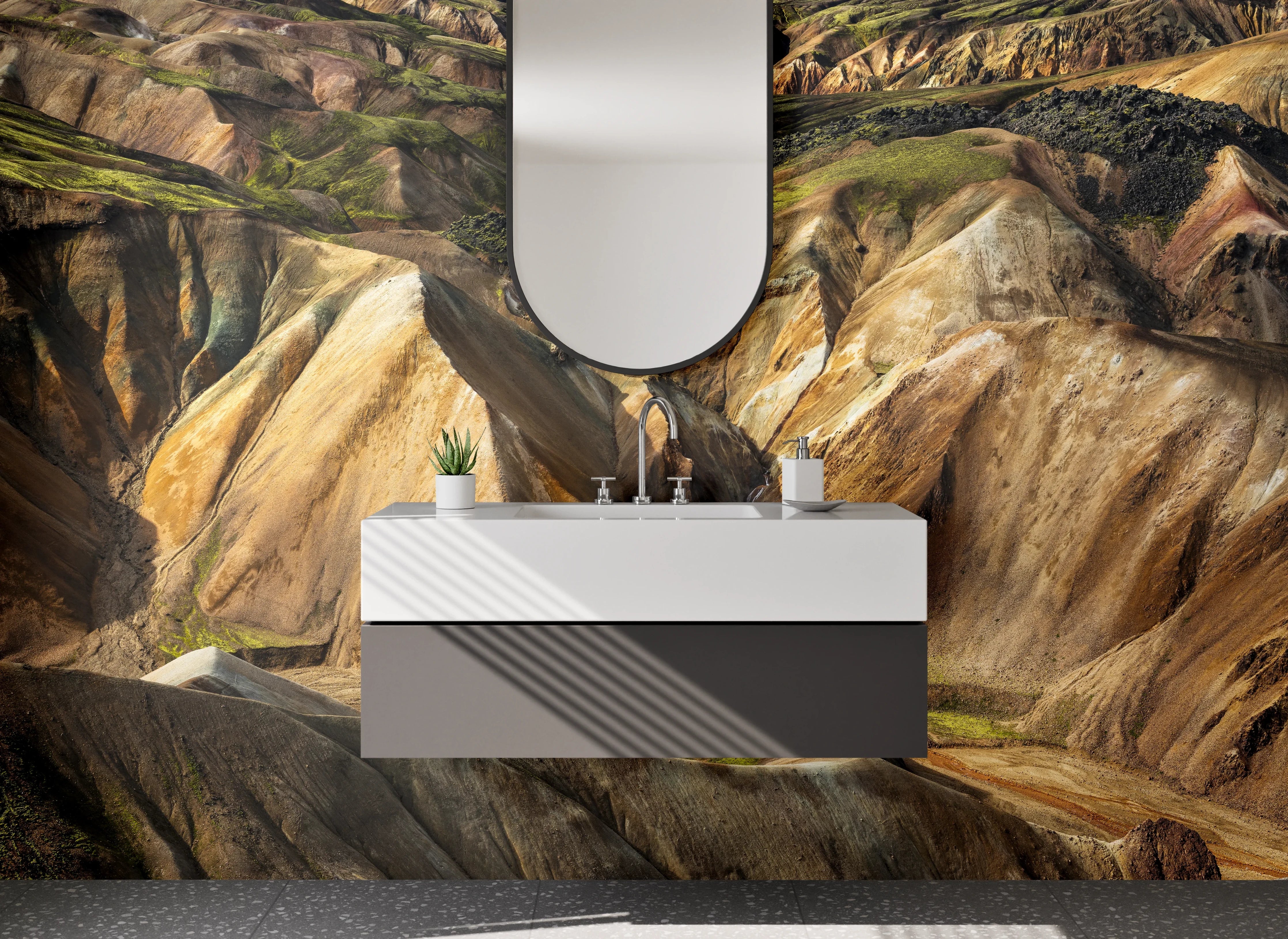 Waschbecken-Rückwand - Bunte Felsenlandschaft