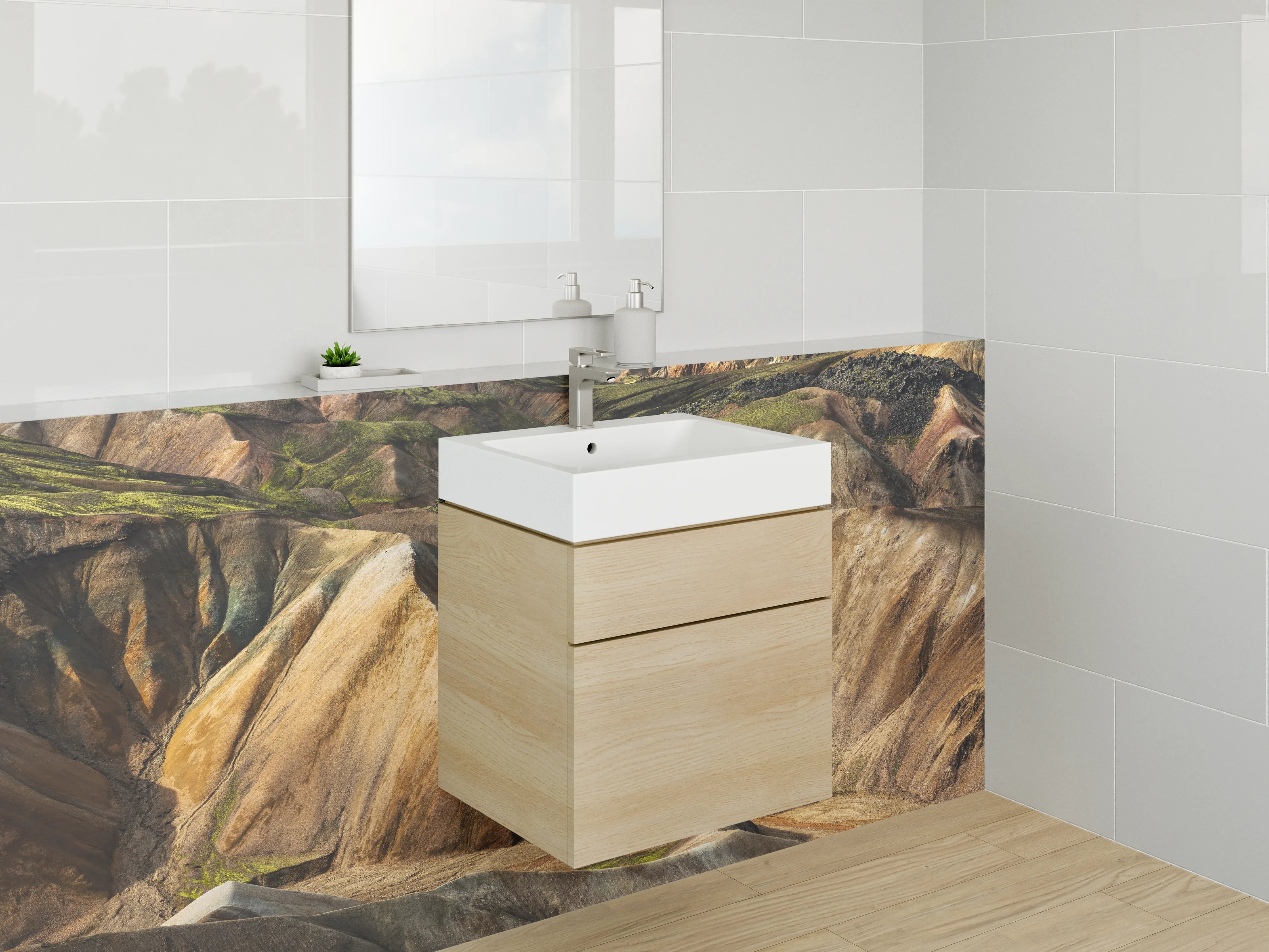Waschbecken-Rückwand - Bunte Felsenlandschaft
