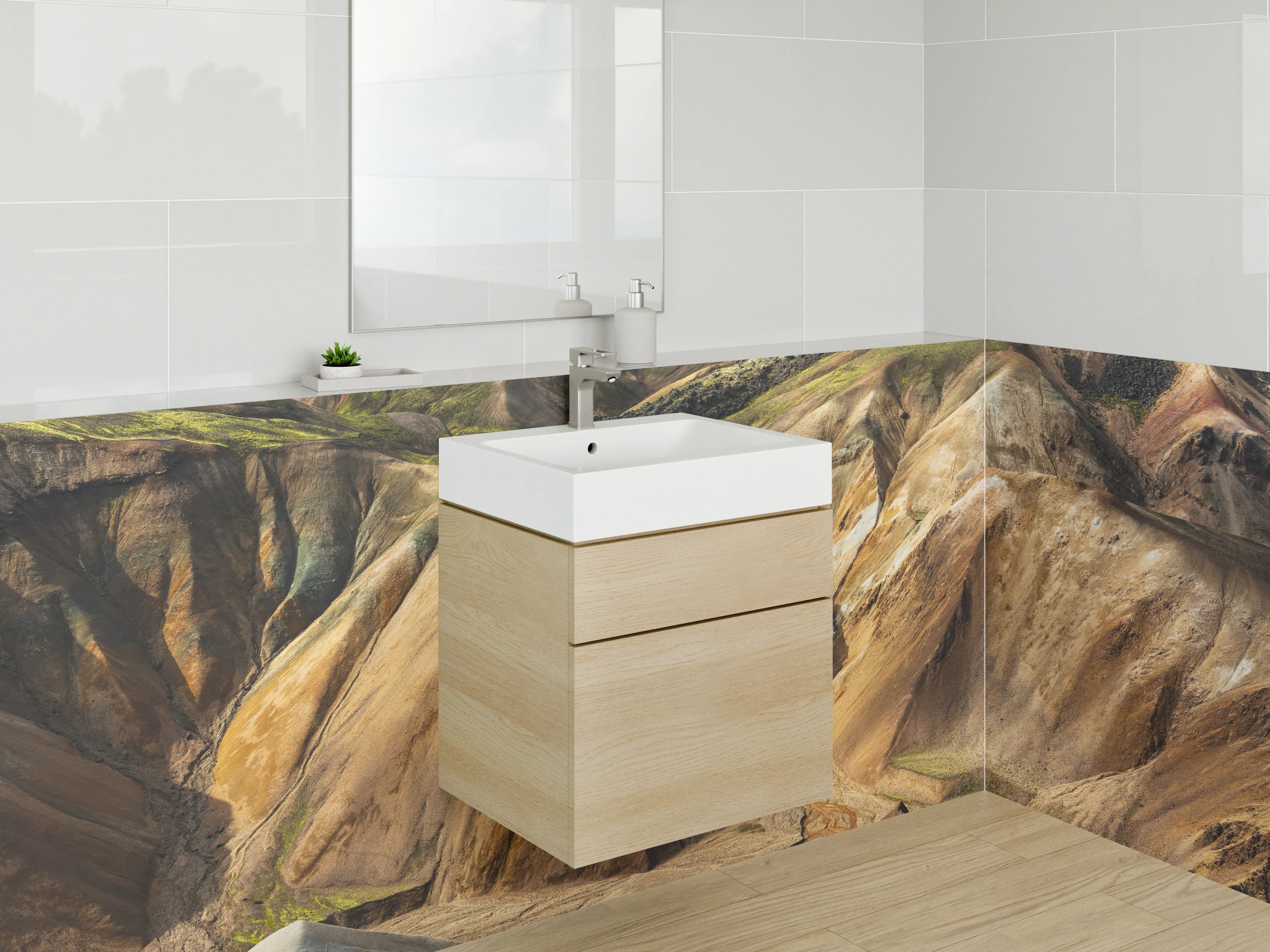 Waschbecken-Rückwand - Bunte Felsenlandschaft