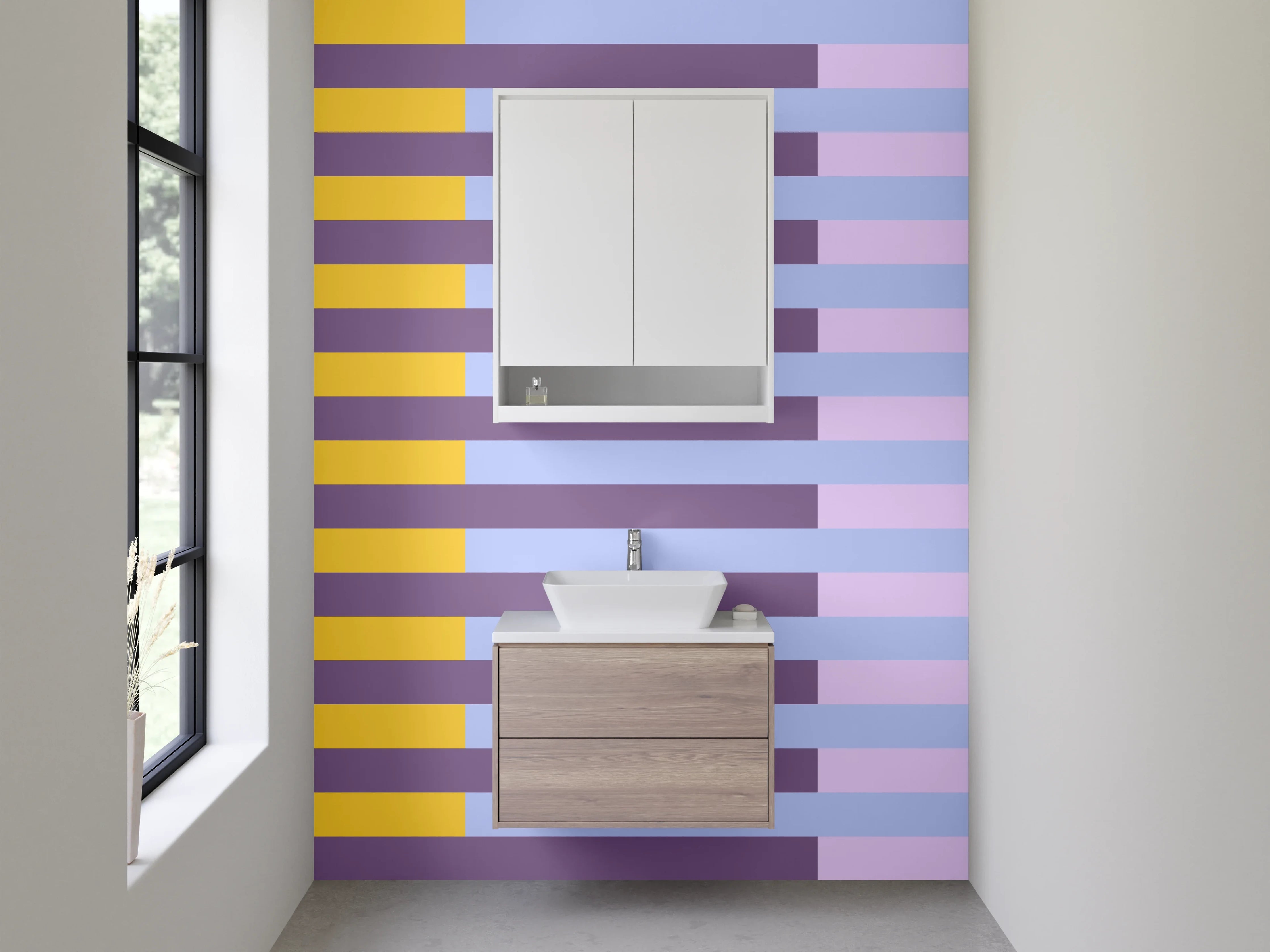 Waschbecken-Rückwand - Bunte Geometrische Muster in Pastellfarben
