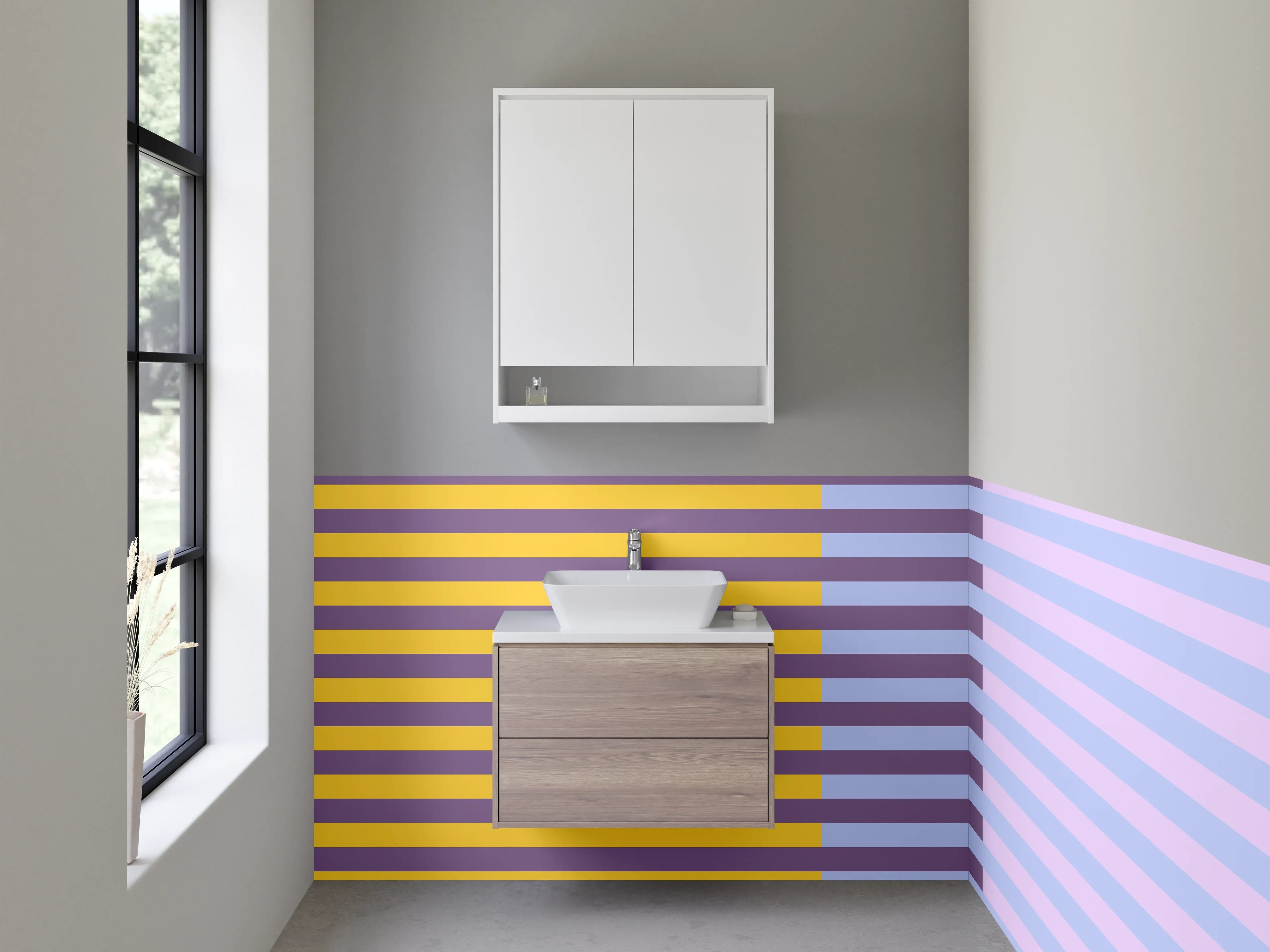 Waschbecken-Rückwand - Bunte Geometrische Muster in Pastellfarben
