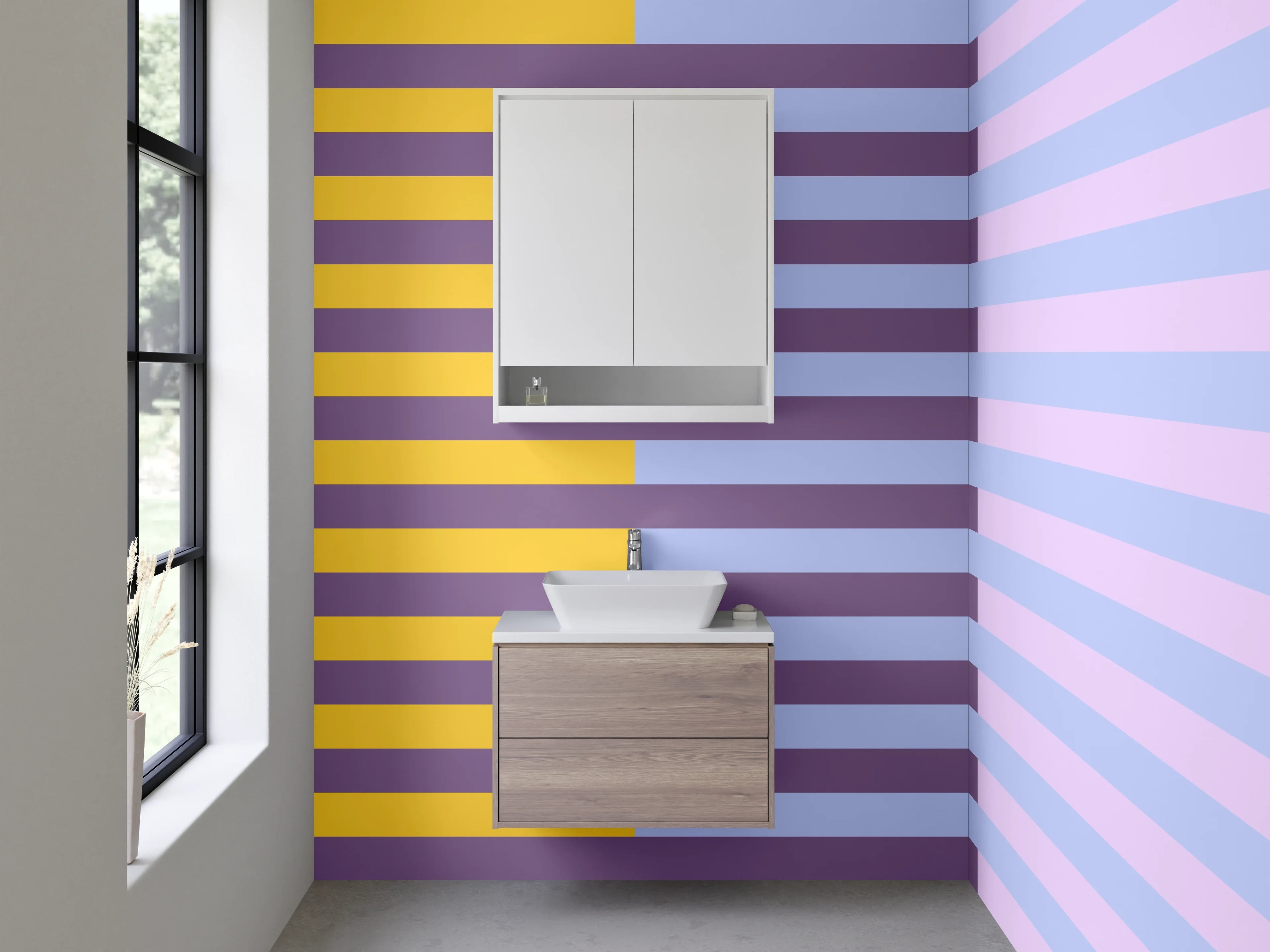 Waschbecken-Rückwand - Bunte Geometrische Muster in Pastellfarben