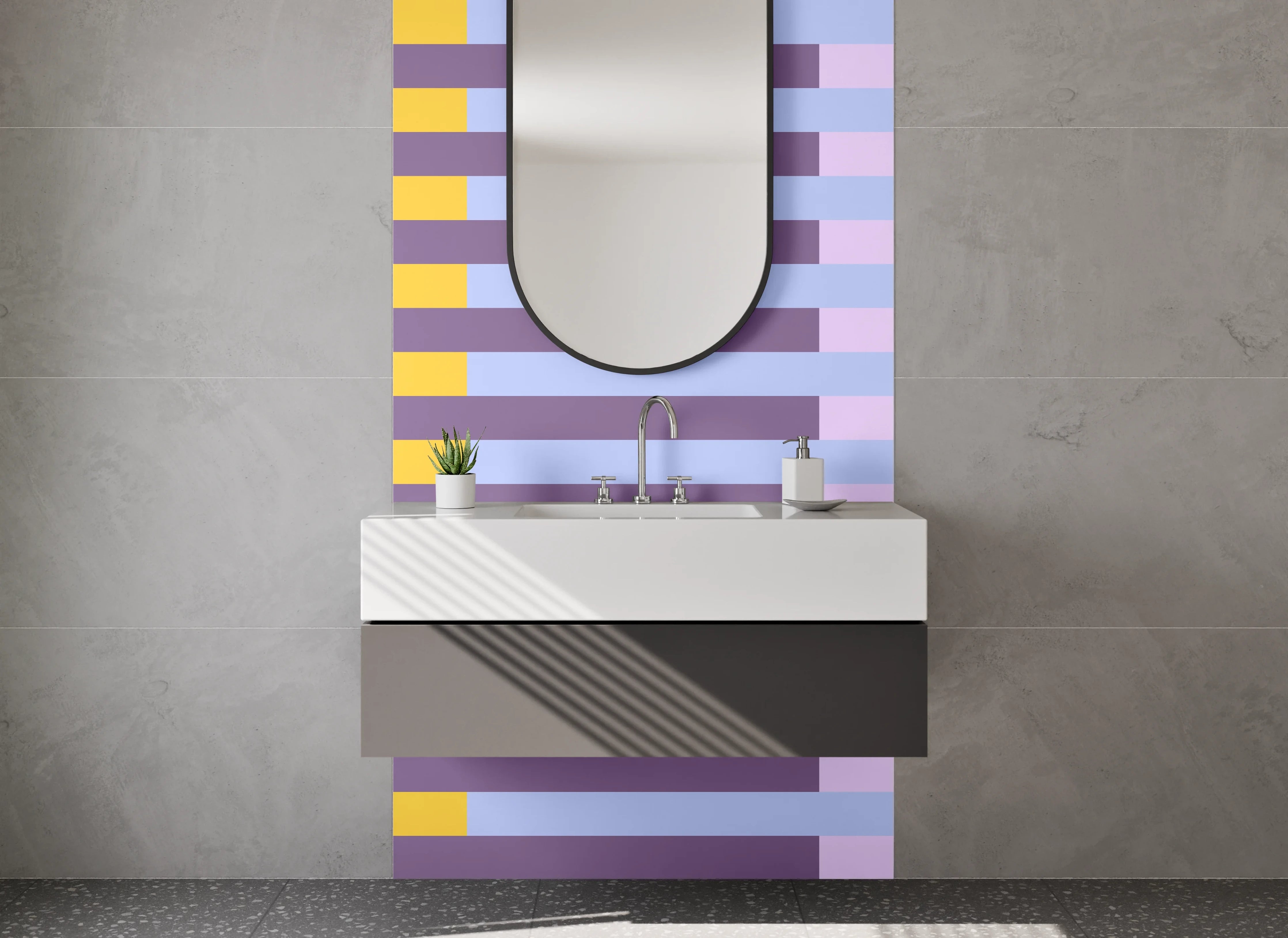 Waschbecken-Rückwand - Bunte Geometrische Muster in Pastellfarben