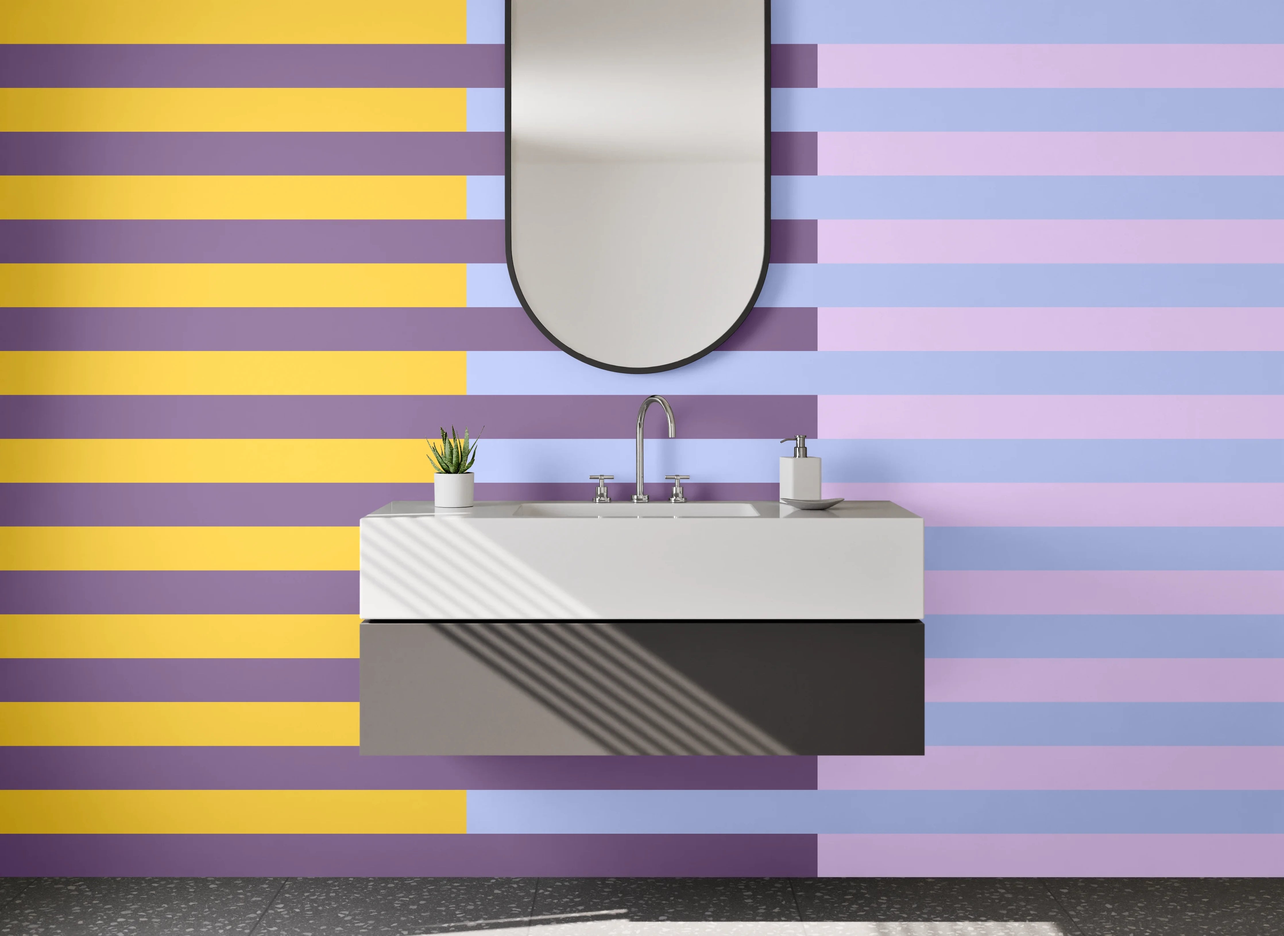 Waschbecken-Rückwand - Bunte Geometrische Muster in Pastellfarben