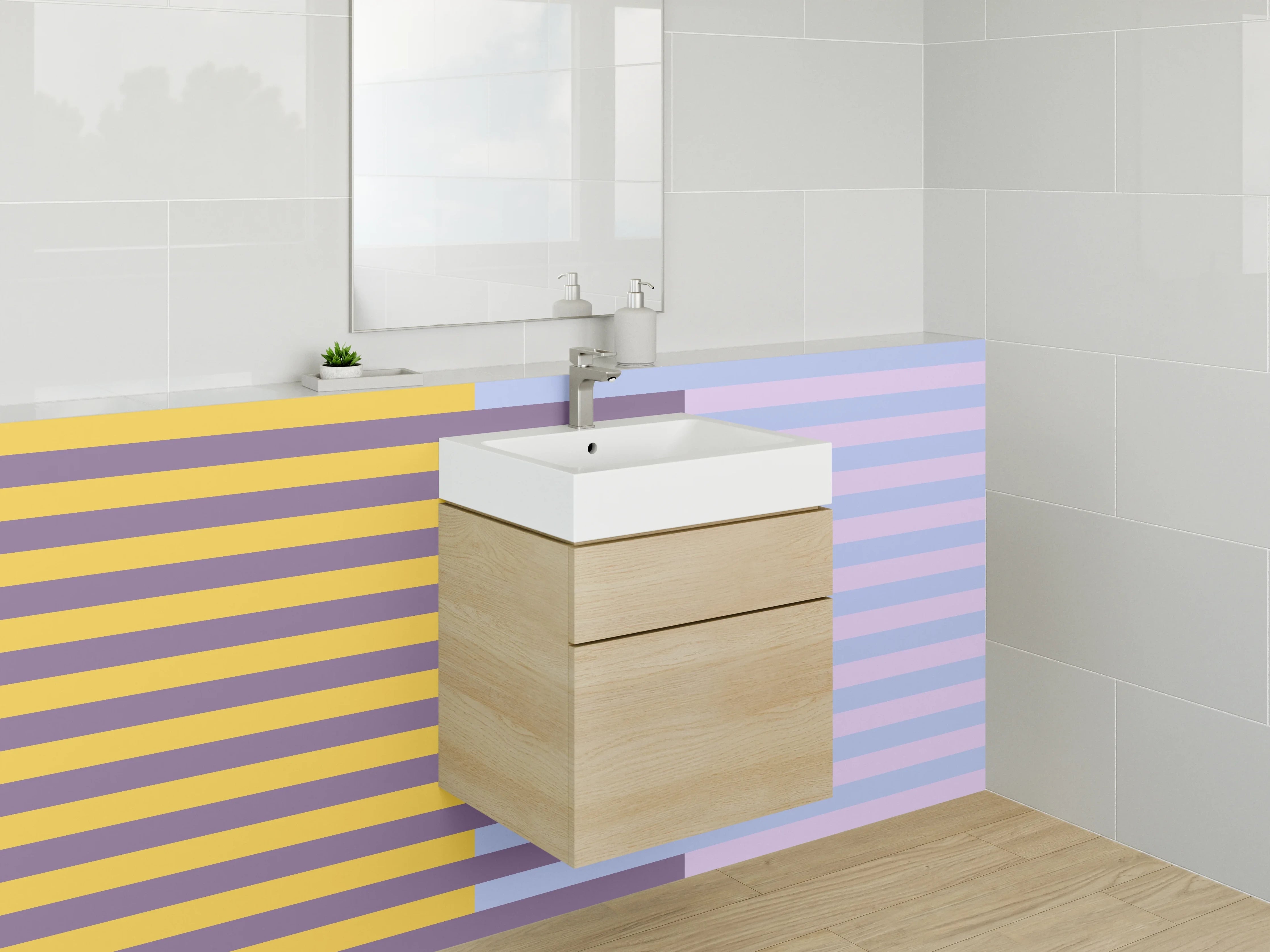 Waschbecken-Rückwand - Bunte Geometrische Muster in Pastellfarben