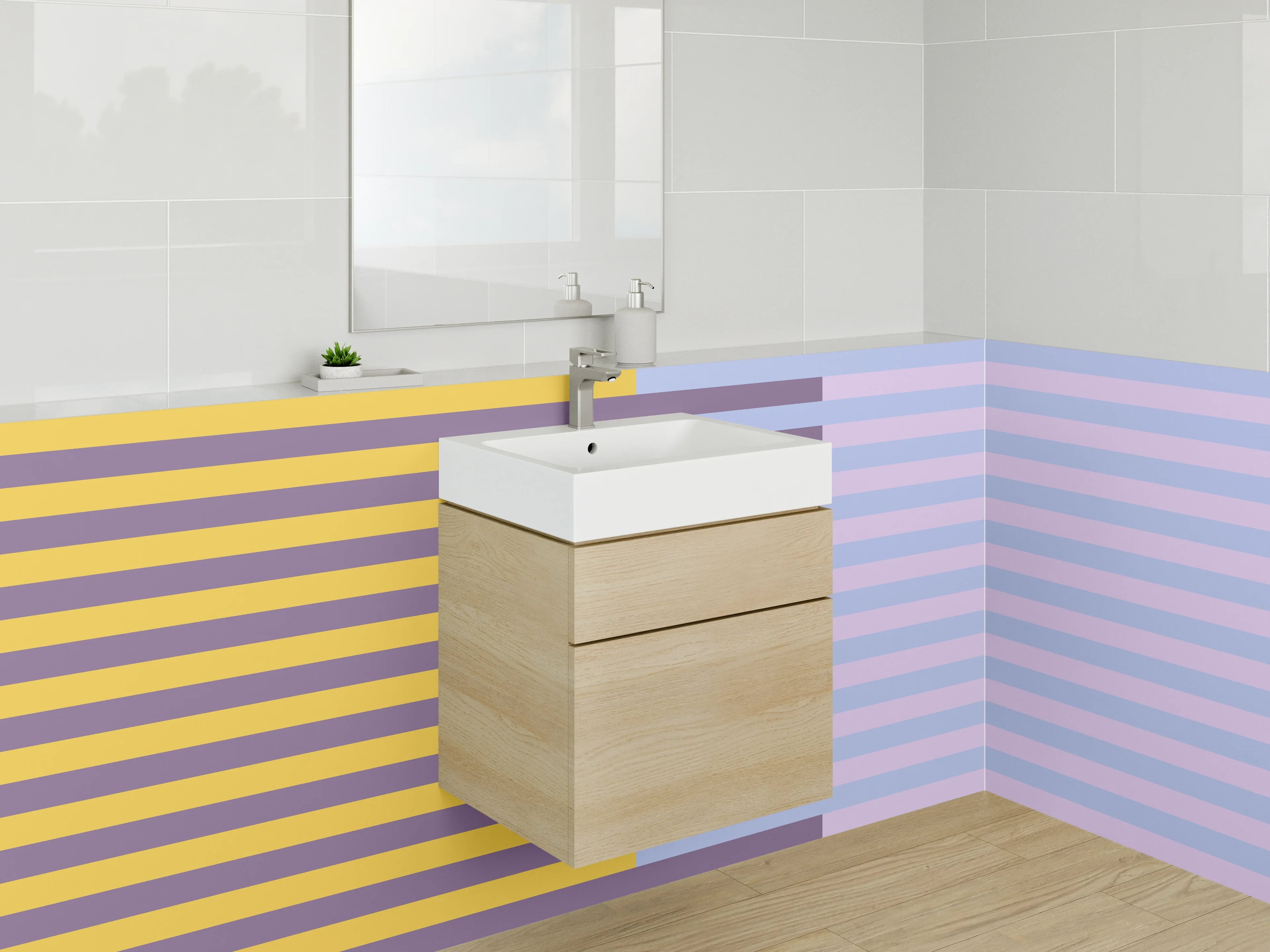 Waschbecken-Rückwand - Bunte Geometrische Muster in Pastellfarben