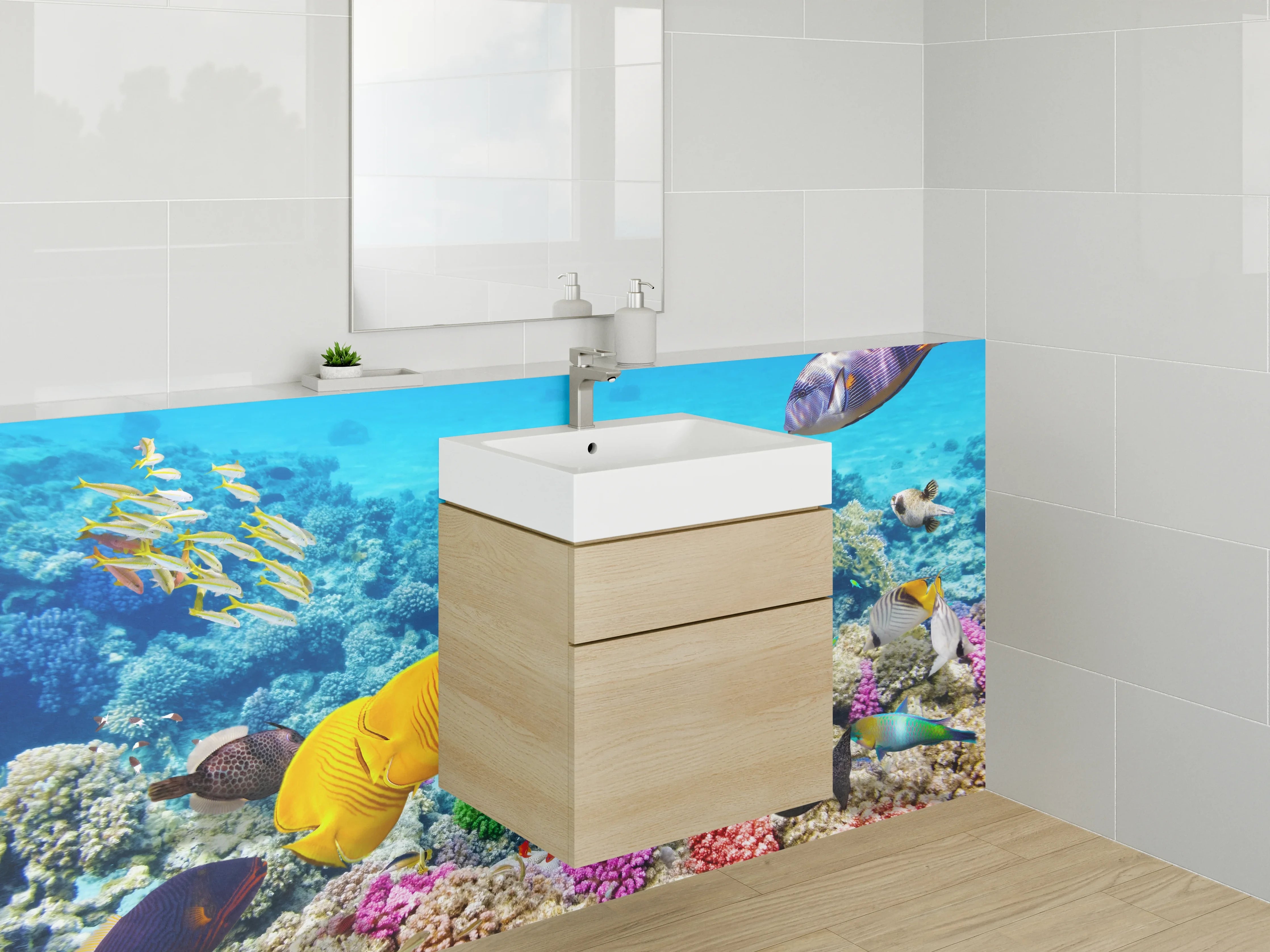 Waschbecken-Rückwand - Bunte Korallenriff Unterwasserwelt