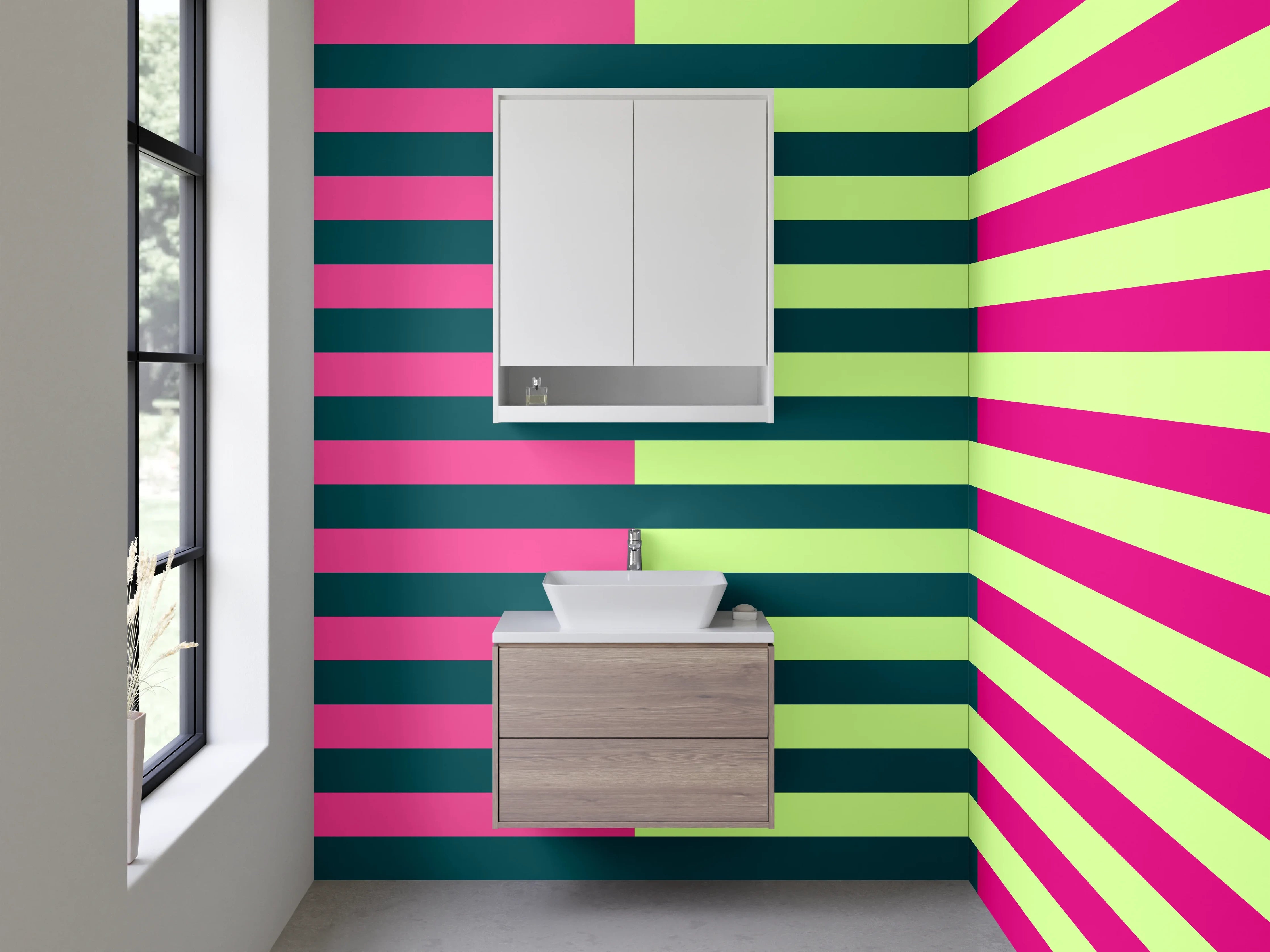 Waschbecken-Rückwand - Bunte Linienmuster in Pastellfarben